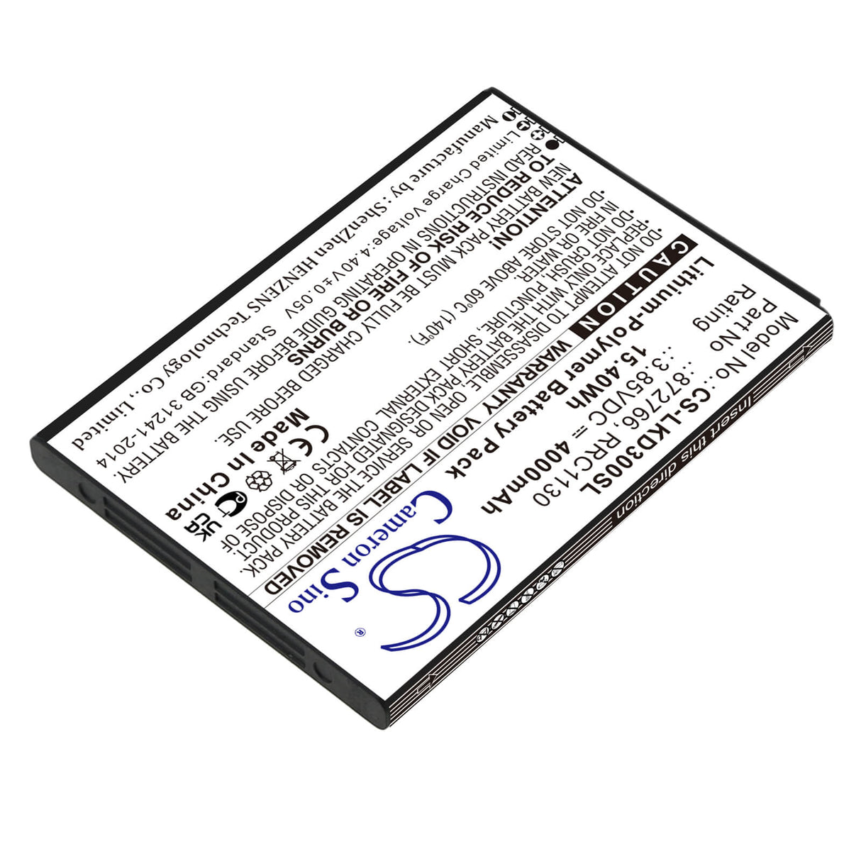 3.85V, Li-Polymer, 4000mAh, Equipment battery fits Fischer, Leica, 1008303, 1007334, Dmp-10-40, 15.4Wh Equipment, Survey, Test Cameron Sino Technology Limited