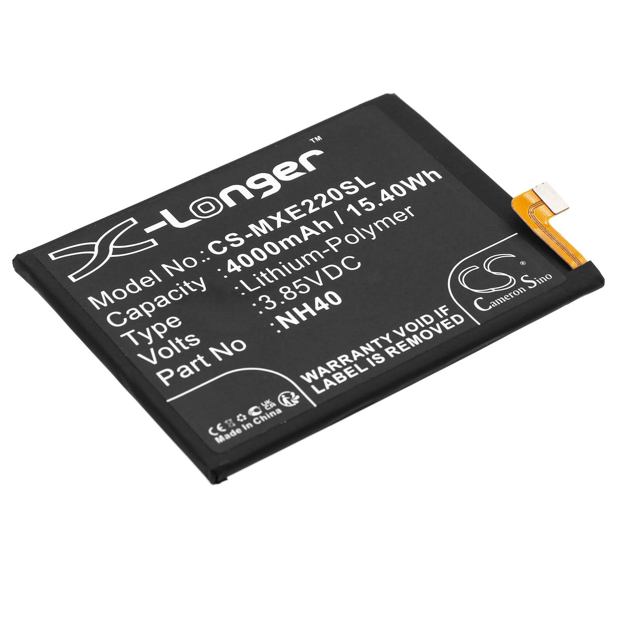3.85V, Li-Polymer, 4000mAh, SmartPhone battery fits Motorola, Nh40, Moto E22, Moto E22 2022, 15.4Wh Mobile, SmartPhone Cameron Sino Technology Limited (Smartphone)