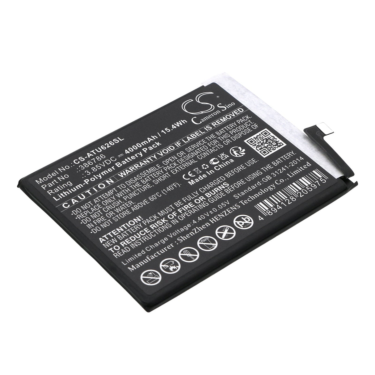 3.85V, Li-Polymer, 4000mAh, SmartPhone battery fits At&t, 386786, Maestro 3, Motivate Max, 15.4Wh Mobile, SmartPhone Cameron Sino Technology Limited (Smartphone)