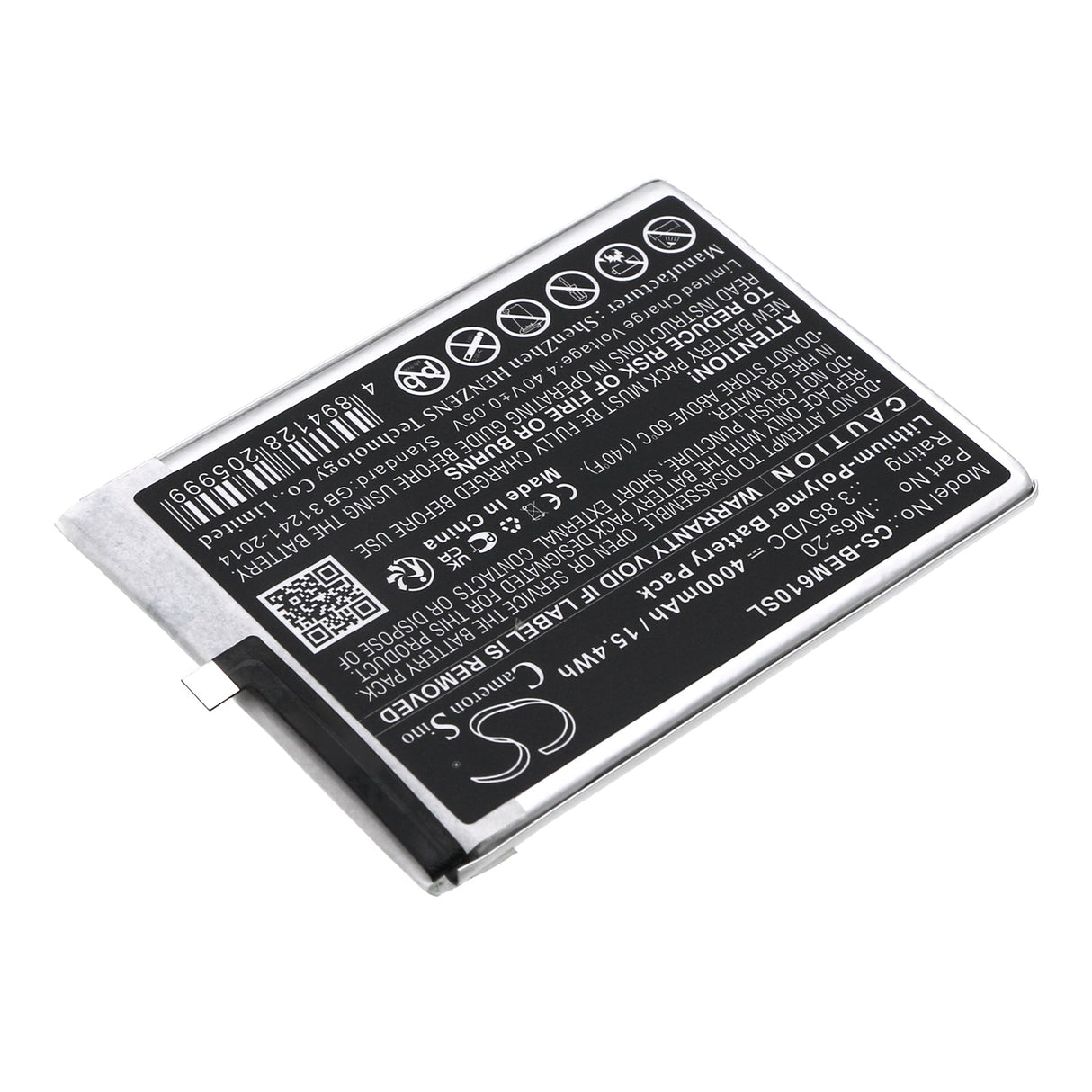 3.85V, Li-Polymer, 4000mAh, SmartPhone battery fits Bea-fon, M6s-20, M6s, M6s Premium, 15.4Wh Mobile, SmartPhone Cameron Sino Technology Limited (Smartphone)