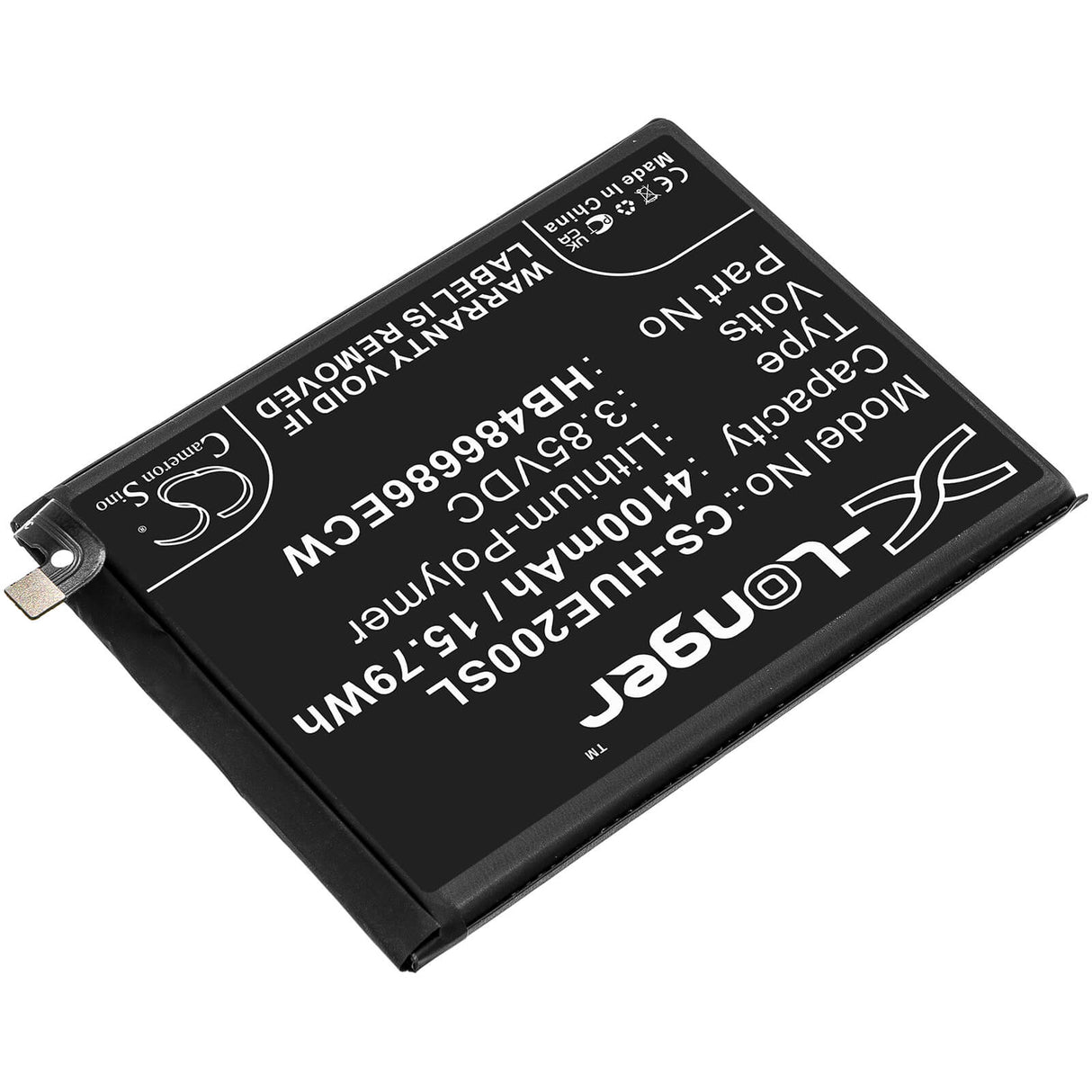 3.85V, Li-Polymer, 4100mAh, SmartPhone battery fits Huawei, Hb486686ecw, Changxiang 20 Plus, Enjoy 20 Plus, 15.79Wh Mobile, SmartPhone Cameron Sino Technology Limited (Smartphone)