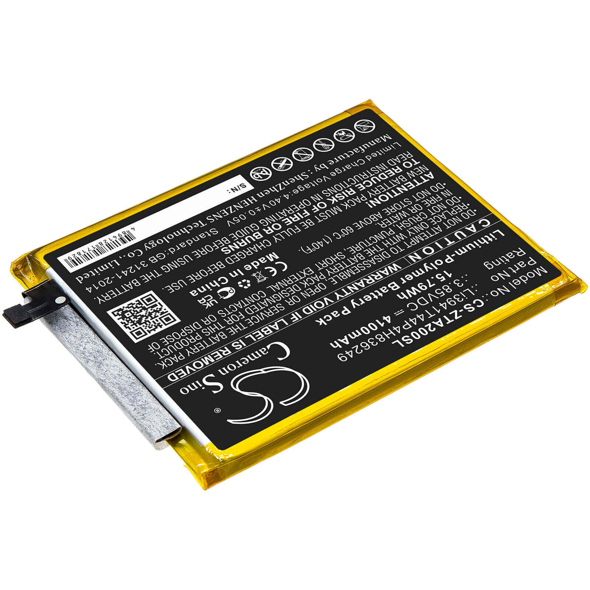3.85V, Li-Polymer, 4100mAh, SmartPhone battery fits Zte, Li3941t44p4h836249, A2121, A2121g, 15.79Wh Mobile, SmartPhone Cameron Sino Technology Limited (Smartphone)