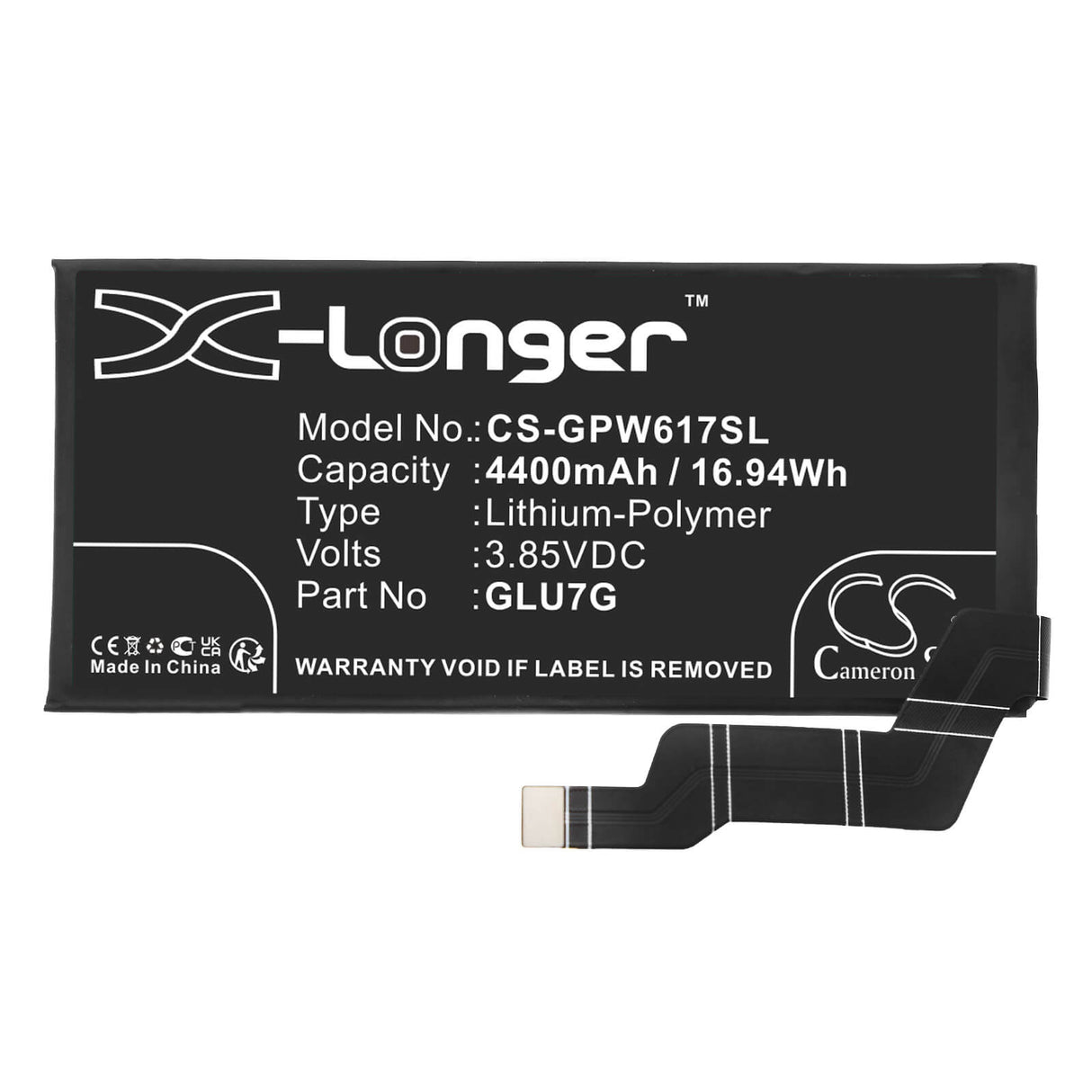 3.85V, Li-Polymer, 4400mAh, SmartPhone battery fits Google, Glu7g, G1azg, Gb17l, 16.94Wh Mobile, SmartPhone Cameron Sino Technology Limited (Smartphone)