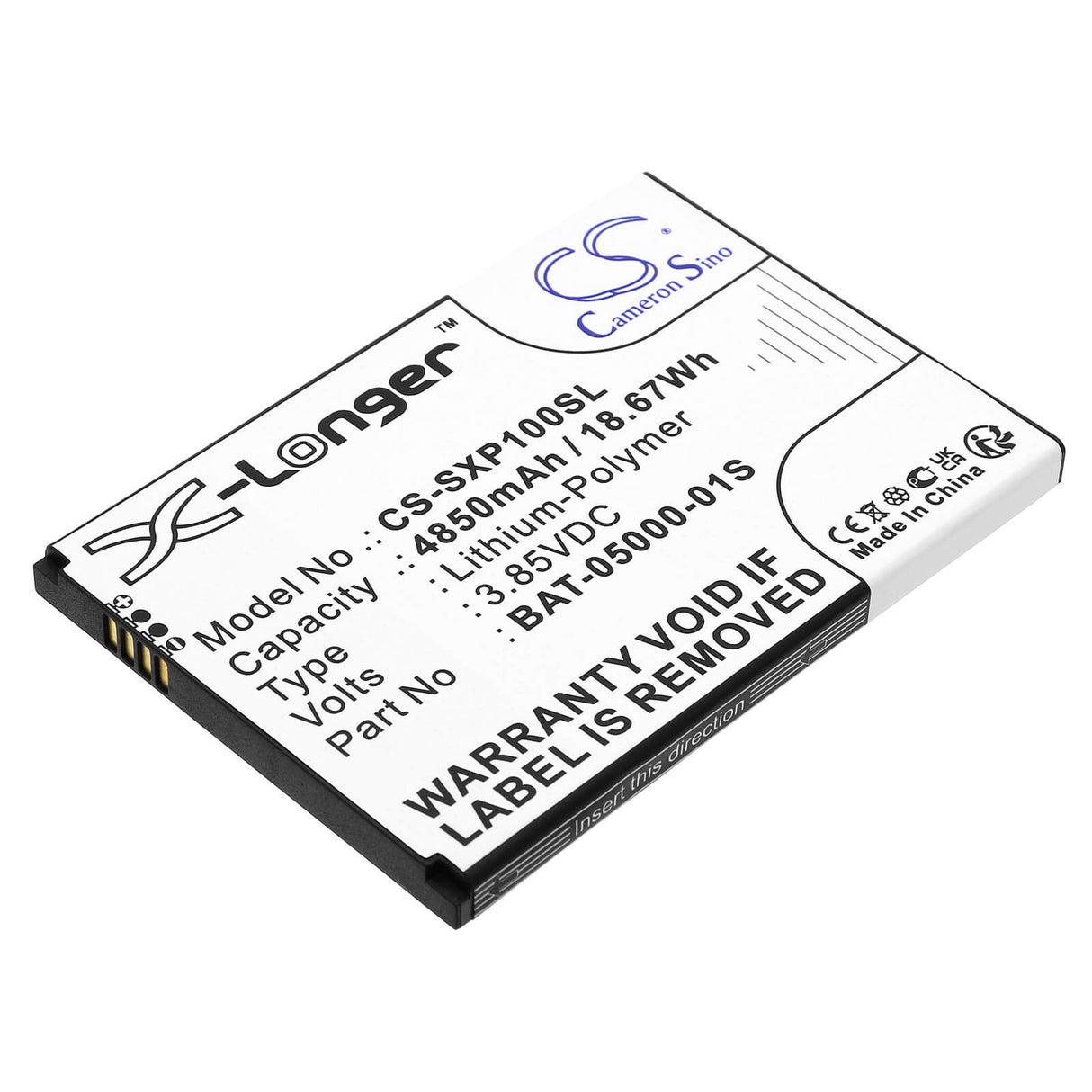3.85V, Li-Polymer, 4850mAh, SmartPhone battery fits Sonim, Bat-05000-01s, Xp10, Xp9900, 18.67Wh Mobile, SmartPhone Cameron Sino Technology Limited (Smartphone)