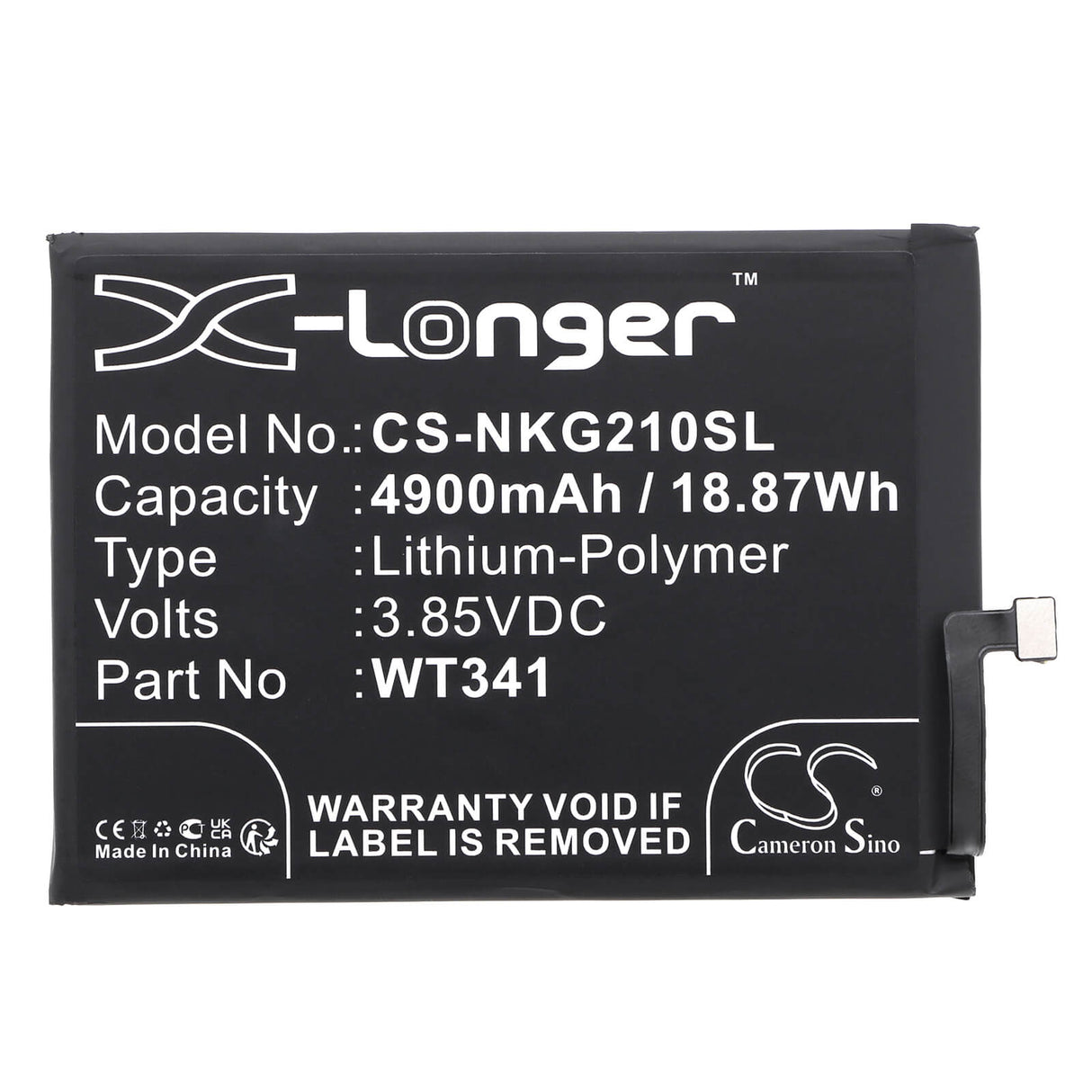 3,85V, Li-Polymère, 4900mAh, Batterie de smartphone compatible avec Nokia, Wt341, G21, G21 2022, 18,87Wh Mobile, Smartphone Cameron Sino Technology Limited (Smartphone)