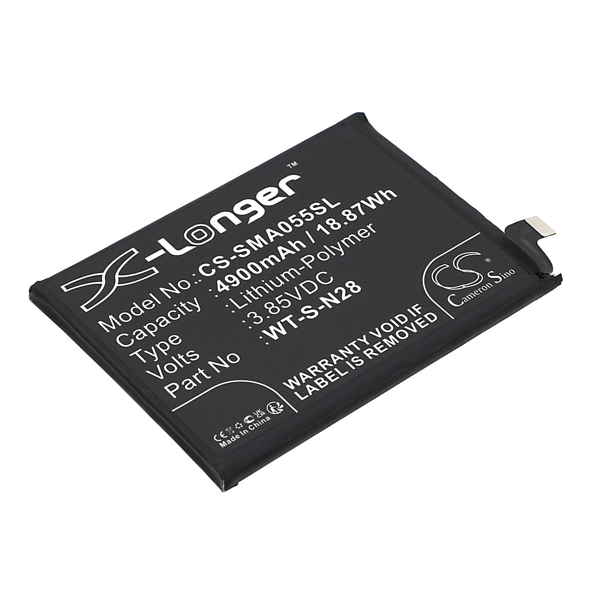 3.85V, Li-Polymer, 4900mAh, SmartPhone battery fits Samsung, Gh81-24241a, Galaxy A05 2023, Sm-a055f, 18.87Wh Mobile, SmartPhone Cameron Sino Technology Limited (Smartphone)