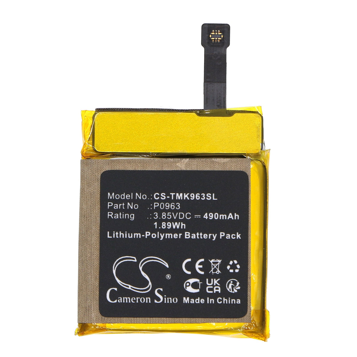 3.85V, Li-Polymer, 490mAh, Smartwatch Battery fits T-mobile, Syncup Kids, 1.89Wh Smartwatch Cameron Sino Technology Limited