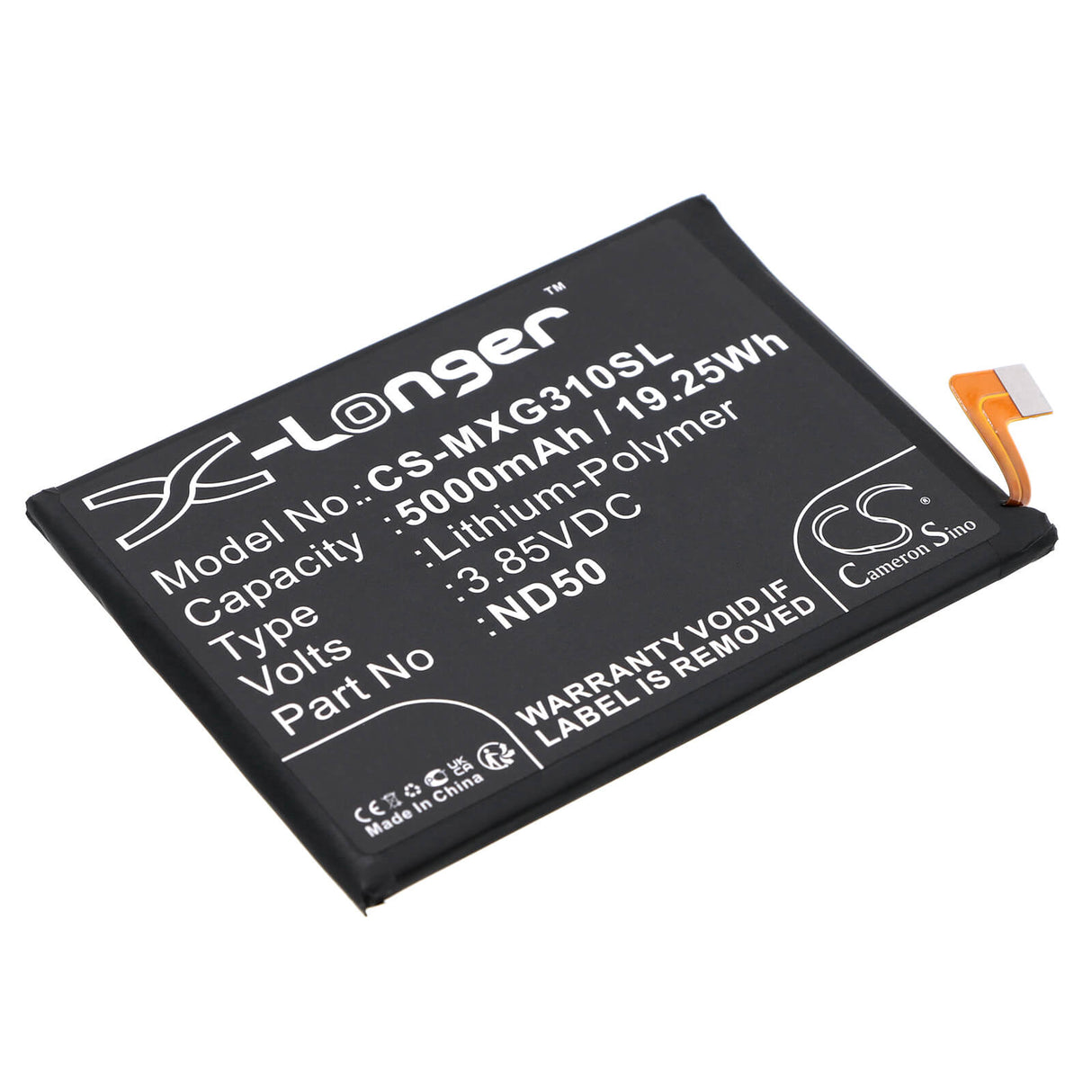 3.85V, Li-Polymer, 5000mAh, SmartPhone battery fits Motorola, Nd50, G62 5g, Moto G31, 19.25Wh Mobile, SmartPhone Cameron Sino Technology Limited (Suspended)