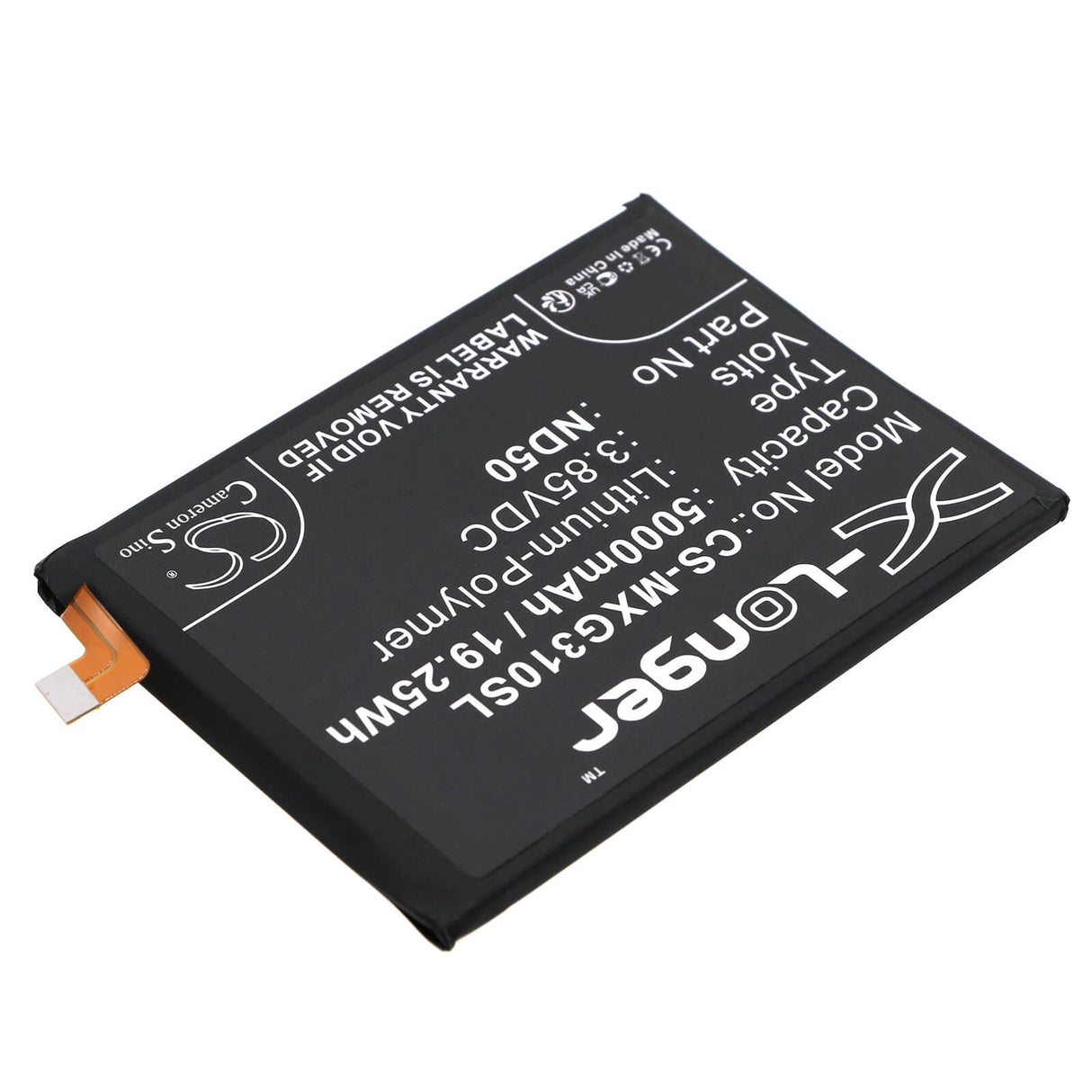 3.85V, Li-Polymer, 5000mAh, SmartPhone battery fits Motorola, Nd50, G62 5g, Moto G31, 19.25Wh Mobile, SmartPhone Cameron Sino Technology Limited (Suspended)