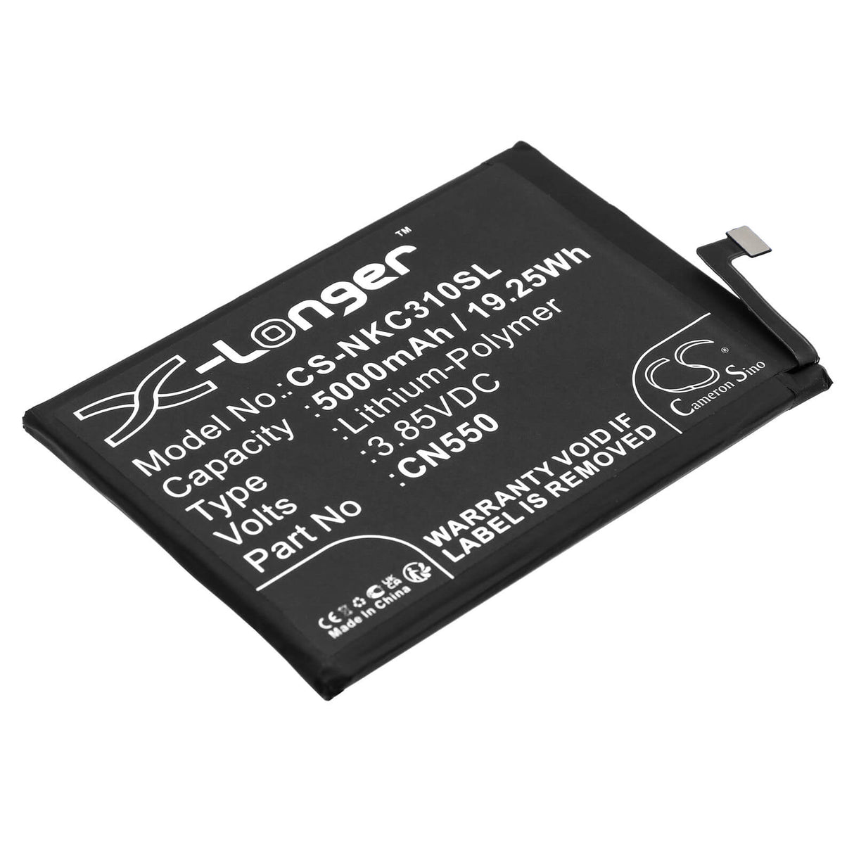 3,85V, Li-Polymère, 5000mAh, batterie de SmartPhone compatible avec Nokia, Cn550, C31, G22, 19,25Wh Mobile, SmartPhone Cameron Sino Technology Limited (Smartphone)