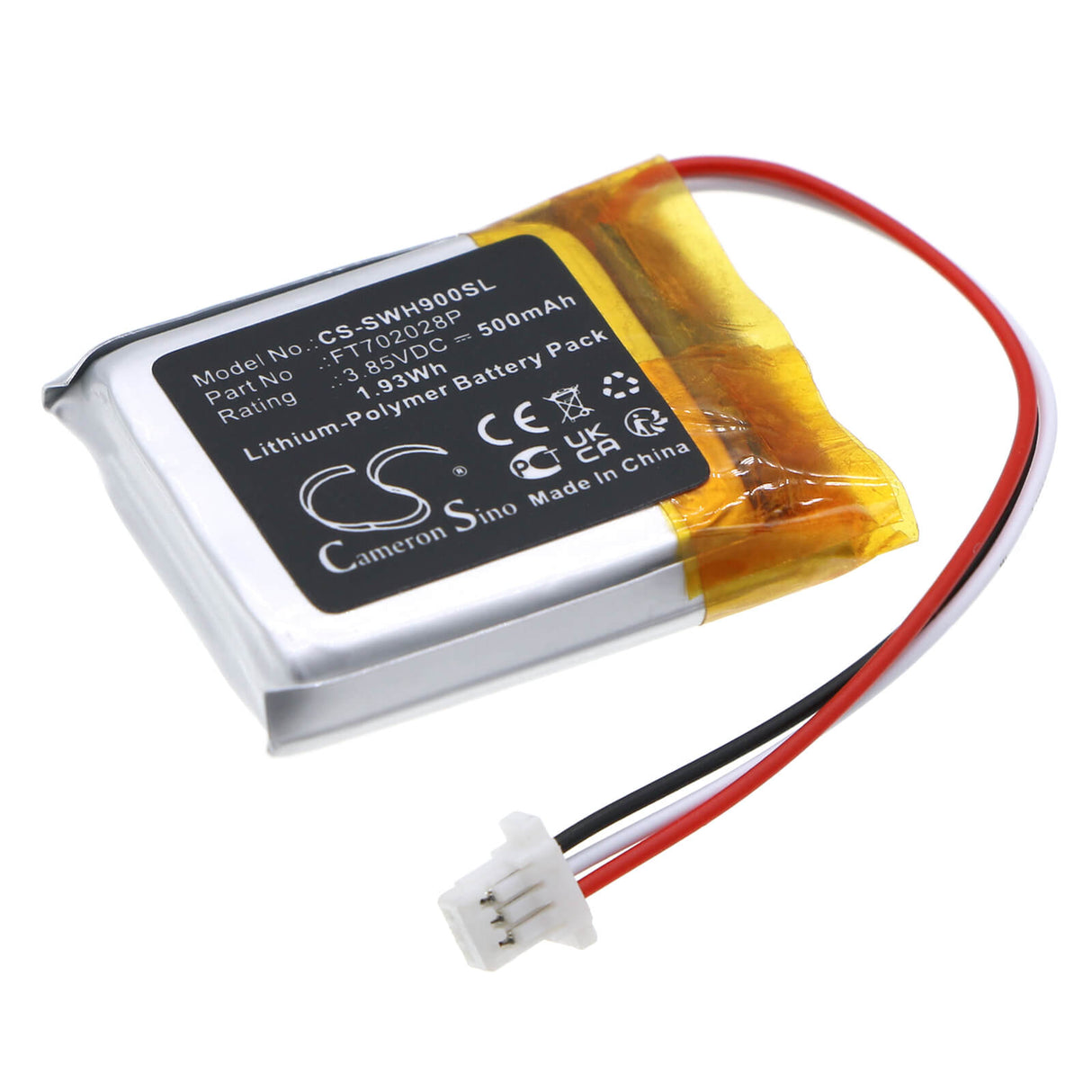 3.85v, Li-polymer, 500mah, Headset Battery Fits Sony, Inzone H9, FT702028P, 1.93wh Wireless Headset Cameron Sino Technology Limited