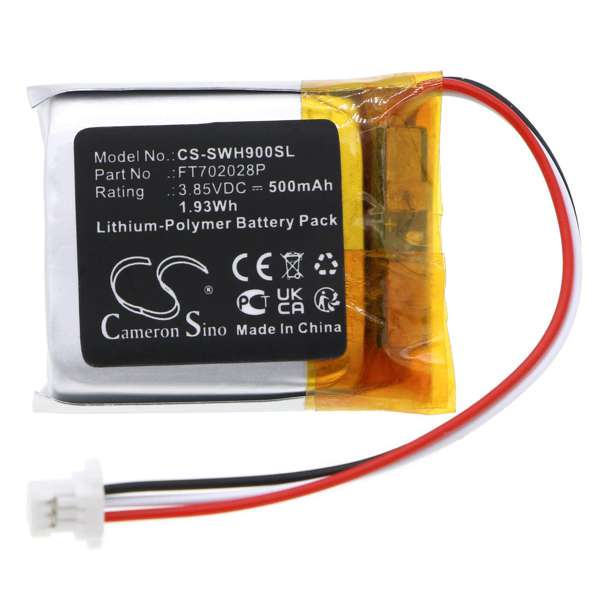 3.85v, Li-polymer, 500mah, Headset Battery Fits Sony, Inzone H9, FT702028P, 1.93wh Wireless Headset Cameron Sino Technology Limited
