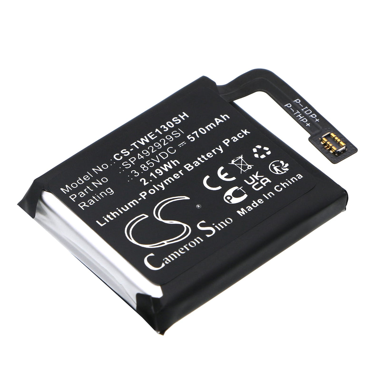 3.85V, Li-Polymer, 570mAh, Smartwatch battery fits Ticwatch, Pro 3, 2.19Wh Smartwatch Cameron Sino Technology Limited