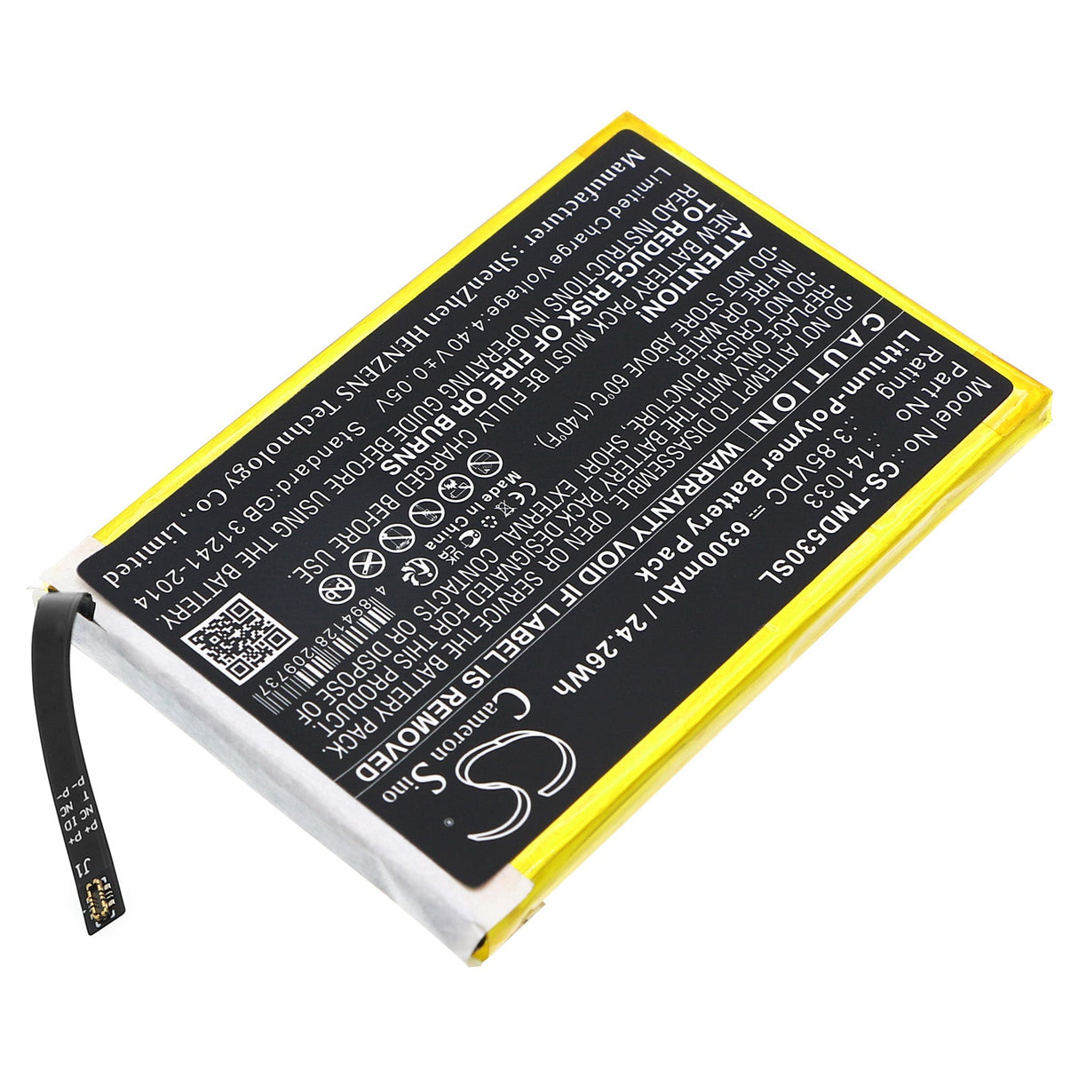 3,85V, Li-Polymer, 6300mAh, batterie Hotspot compatible avec T-mobile, 141033, D53, 24,26Wh Hotspot Cameron Sino Technology Limited