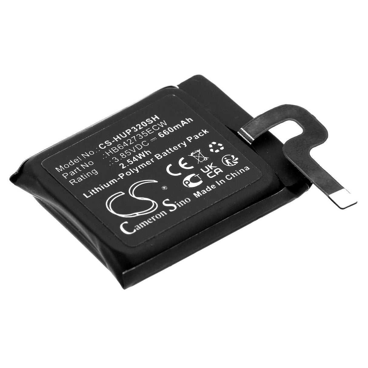 3.85V, Li-Polymer, 660mAh, Smartwatch battery fits Honor, Huawei, Hb642735ecw, K2 Kids, 2.54Wh Smartwatch Cameron Sino Technology Limited