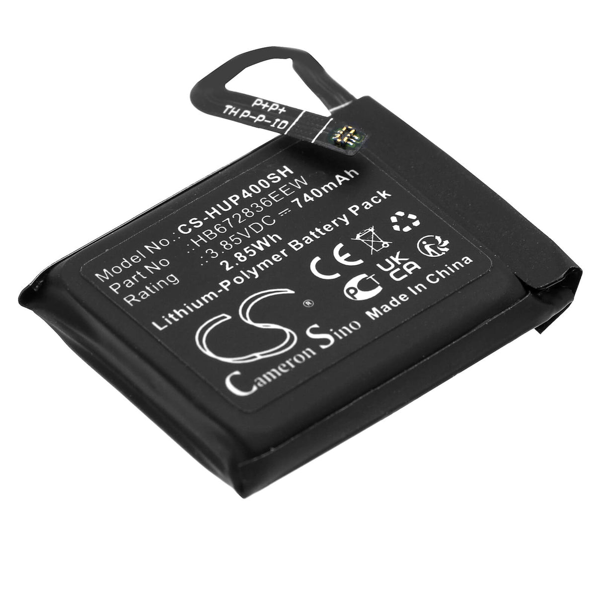 3.85V, Li-Polymer, 740mAh, Smartwatch battery fits Huawei, Hb672836eew, Watch 4s, Watch 4x, 2.85Wh Smartwatch Cameron Sino Technology Limited