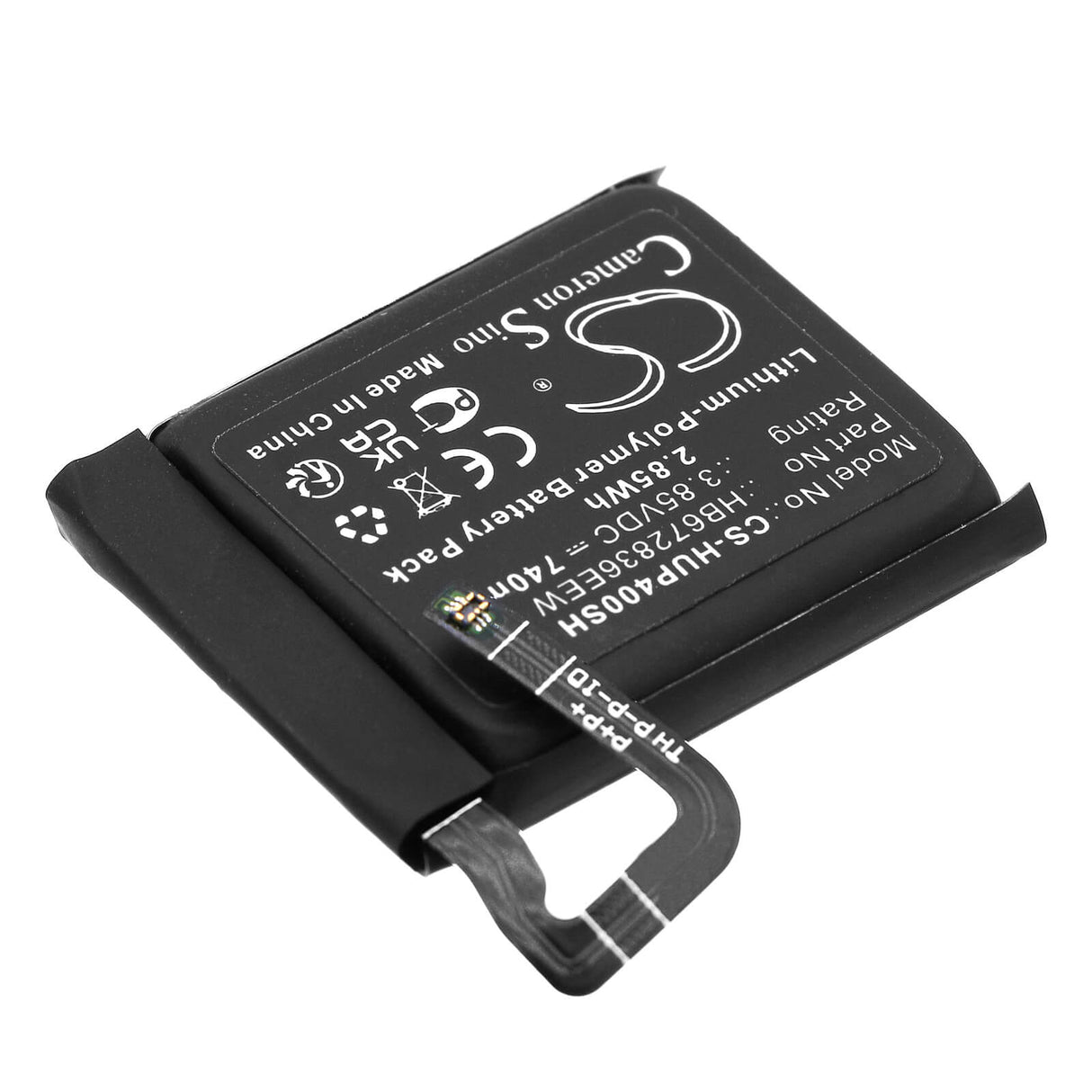 3.85V, Li-Polymer, 740mAh, Smartwatch battery fits Huawei, Hb672836eew, Watch 4s, Watch 4x, 2.85Wh Smartwatch Cameron Sino Technology Limited