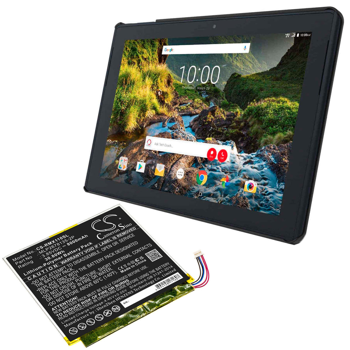 3.85V, Li-Polymer, 8000mAh, Tablet battery fits Verizon, Mlp2678135-2p, Ellipsis 10 Hd, Ellipsis 10 Inch 32gb Hd 4g, 30.80Wh Tablet Cameron Sino Technology Limited