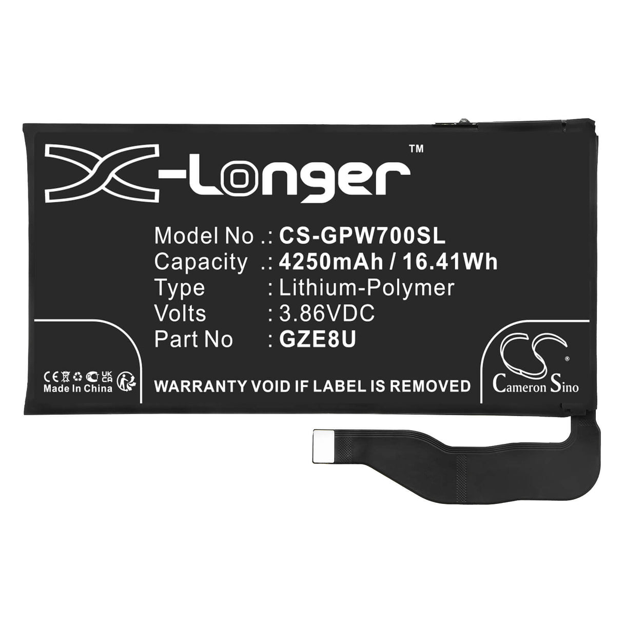 3,86V, Li-Polymer, 4250mAh, batterie de smartphone compatible avec Google, Gze8u, Gqml3, Gvu6c, 16,41Wh Mobile, Smartphone Cameron Sino Technology Limited (Smartphone)