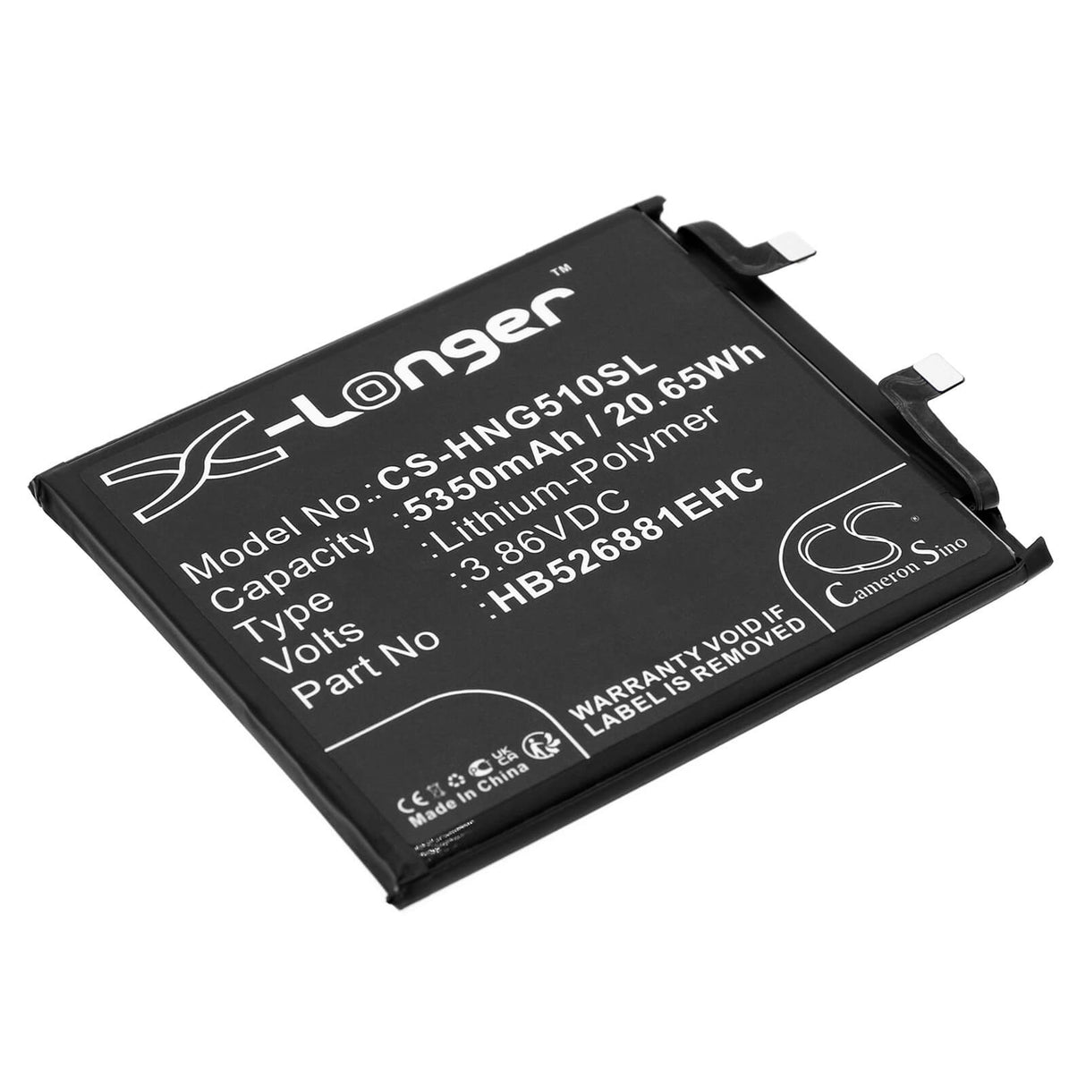 3,86V, Li-Polymer, 5350mAh, batterie de smartphone compatible Honor, Hb526881ehc, Magic 5 Pro, 20,65Wh Mobile, Smartphone Cameron Sino Technology Limited (Smartphone)