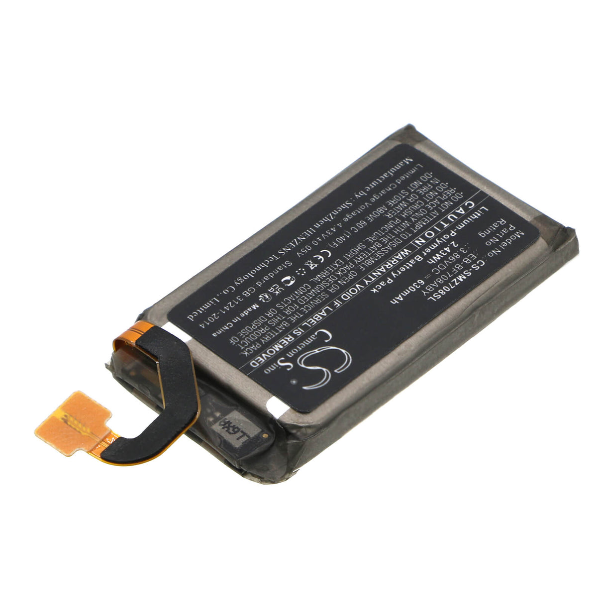 3.86V, Li-Polymer, 630mAh, SmartPhone battery fits Samsung, Eb-bf708aby, Galaxy Z Flip F707u, 2.43Wh Mobile, SmartPhone Cameron Sino Technology Limited (Smartphone)