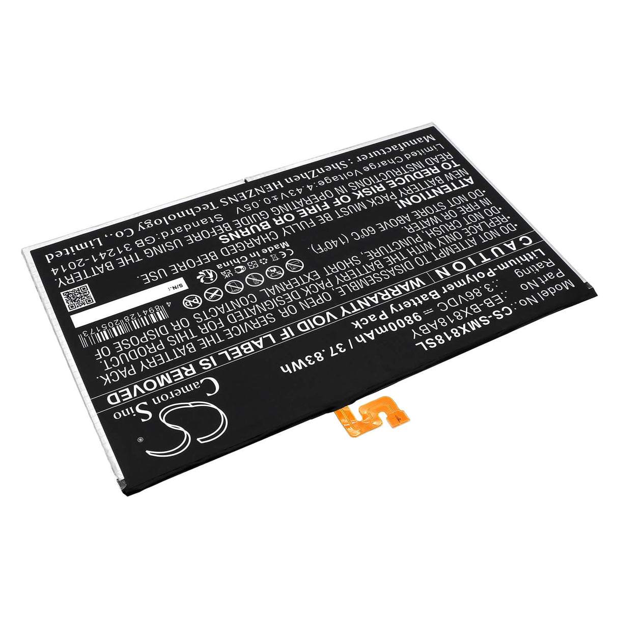 3.86v, Li-polymer, 9800mah, Tablet Battery Fits Samsung Sm-x810, Sm-x810n, 37.83wh Tablet Cameron Sino Technology Limited