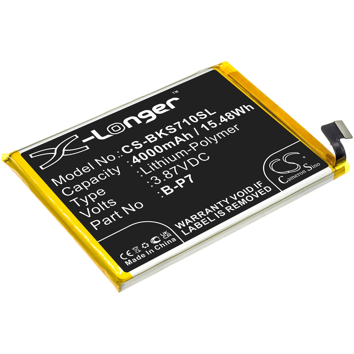 3.87V, Li-Polymer, 4000mAh, SmartPhone battery fits Vivo, B-p7, S7e, S7e 5g 2020, 15.48Wh Mobile, SmartPhone Cameron Sino Technology Limited (Smartphone)