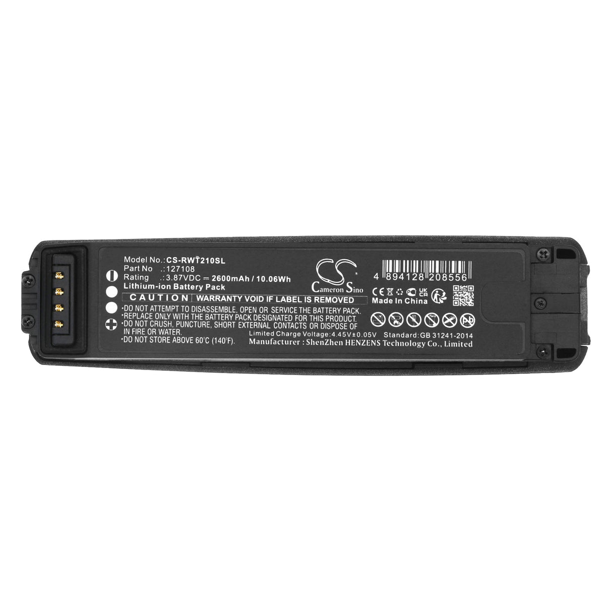 3.87V, Li-ion, 2600mAh, 3D Glasses battery fits Realwear, B21g, Navigator 500, 10.06Wh 3D Glasses Cameron Sino Technology Limited