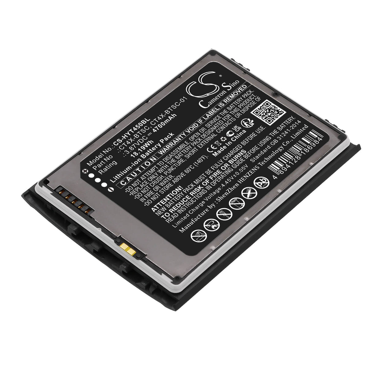 3.87v, Li-ion, 4700mah, Barcode Scanner Battery Fits Honeywell, Ct45, Ct47, 18.19wh Barcode Scanner Cameron Sino Technology Limited
