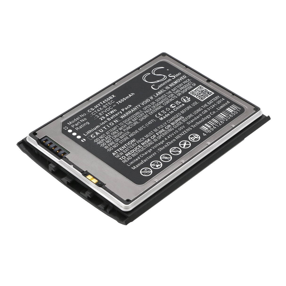 3.87V, Li-ion, 7600mAh, Barcode Scanner battery fits Honeywell, Ct45, Ct47, 29.41Wh Barcode Scanner Cameron Sino Technology Limited