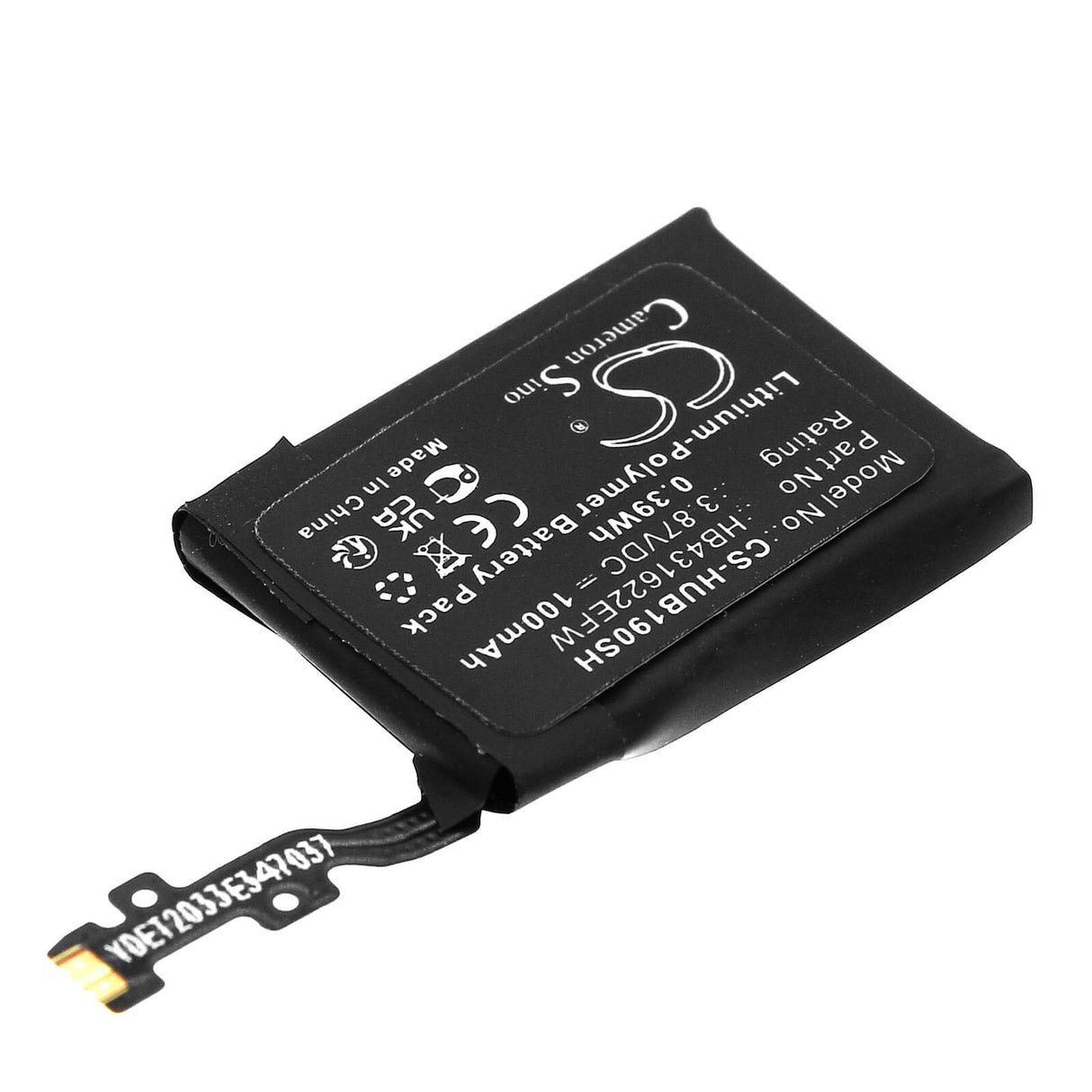 3.87V, Li-Polymer, 100mAh, Smartwatch battery fits Huawei, Hb431622efw, Band B6, Band B7, 0.39Wh Smartwatch Cameron Sino Technology Limited