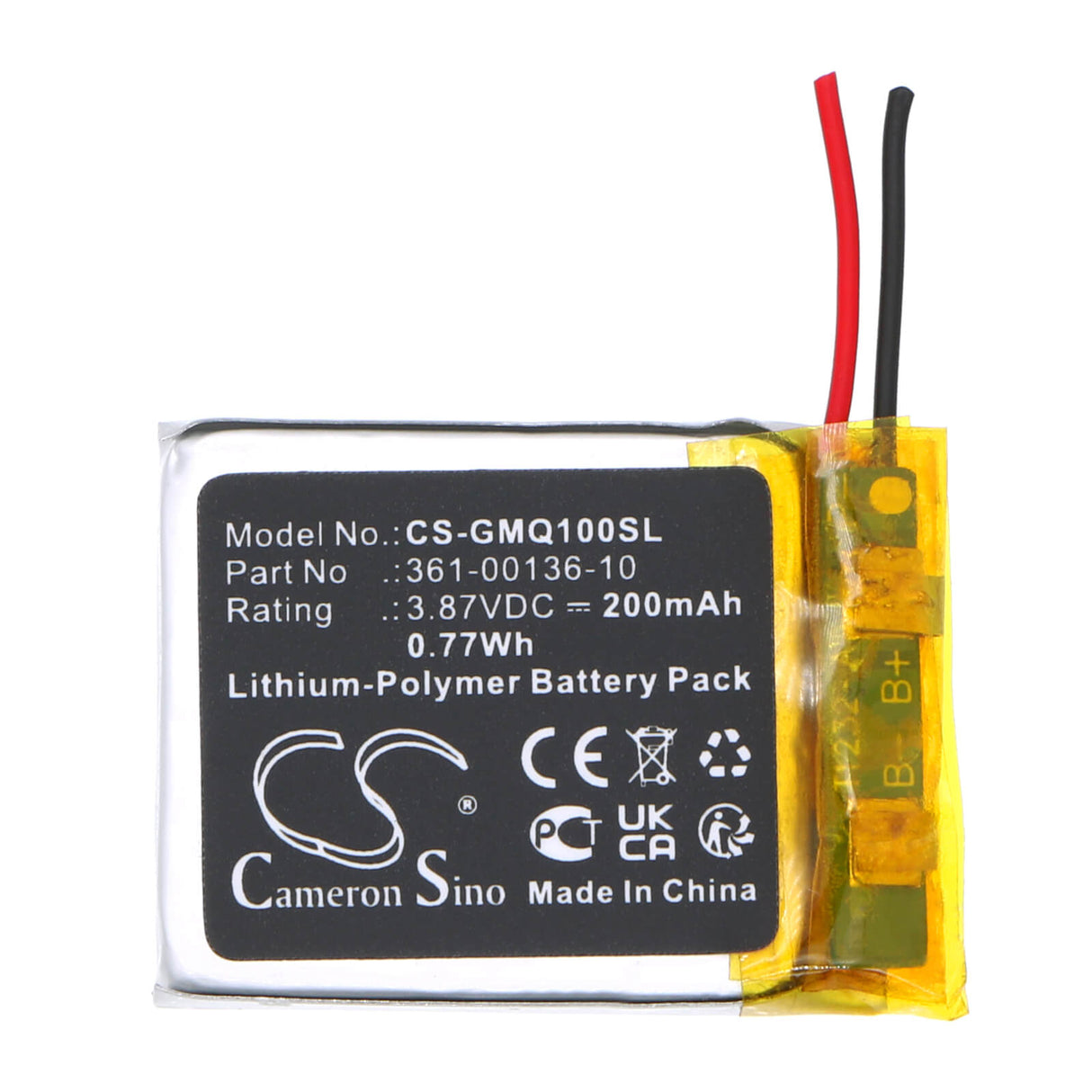 3.87V, Li-Polymer, 200mAh, Smartwatch Battery fits Garmin, Venu Sq Music, 0.77Wh Smartwatch Cameron Sino Technology Limited