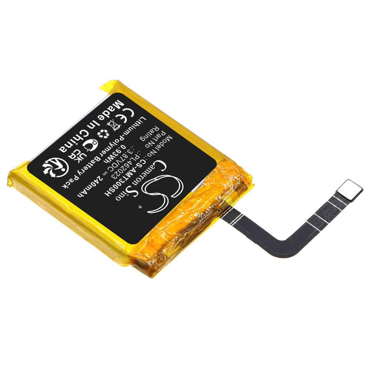 3.87V, Li-Polymer, 240mAh, Smartwatch battery fits Amazfit, Pl462023, A2035, Gts 3, 0.93Wh Smartwatch Cameron Sino Technology Limited