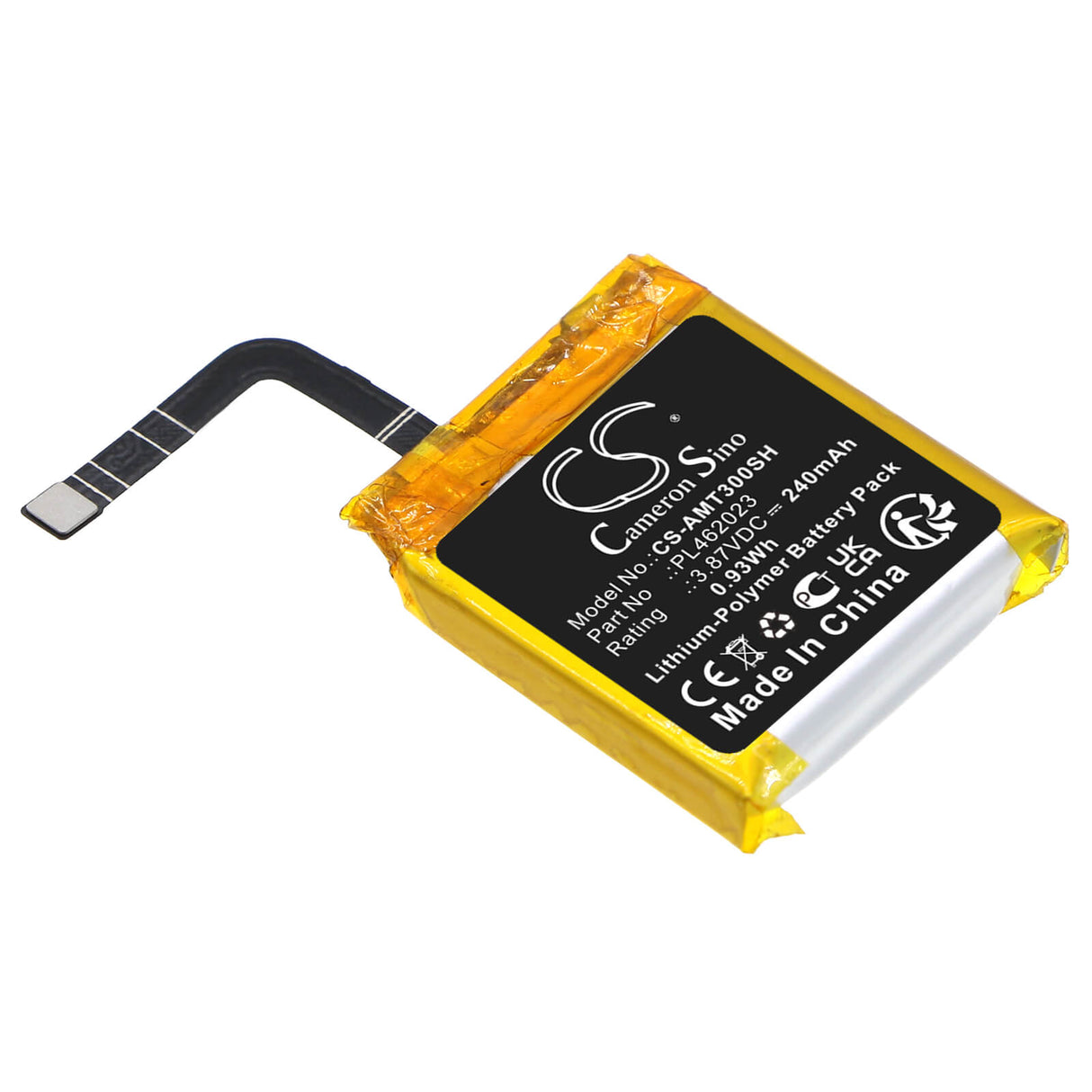 3.87V, Li-Polymer, 240mAh, Smartwatch battery fits Amazfit, Pl462023, A2035, Gts 3, 0.93Wh Smartwatch Cameron Sino Technology Limited