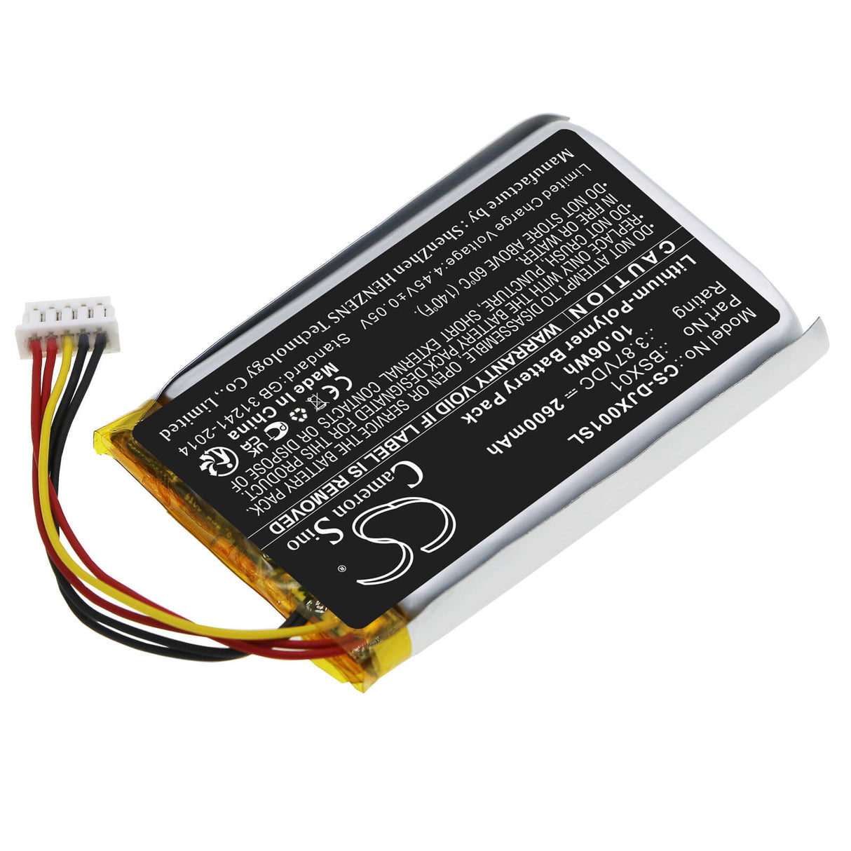 3,87V, Li-Polymère, 2600mAh, Batterie de microphone compatible avec Dji, Bsx01, Asb01, Microphone sans fil Mic Chargi, 10,06Wh Microphone Cameron Sino Technology Limited