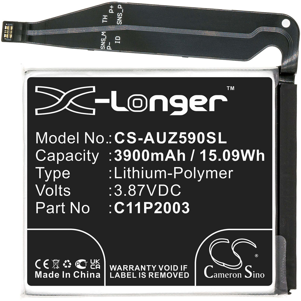 3.87V, Li-Polymer, 3900mAh, SmartPhone battery fits Asus, 0b200-03950000, Zenfone 8, Zs590ks, 15.09Wh Mobile, SmartPhone Cameron Sino Technology Limited (Smartphone)