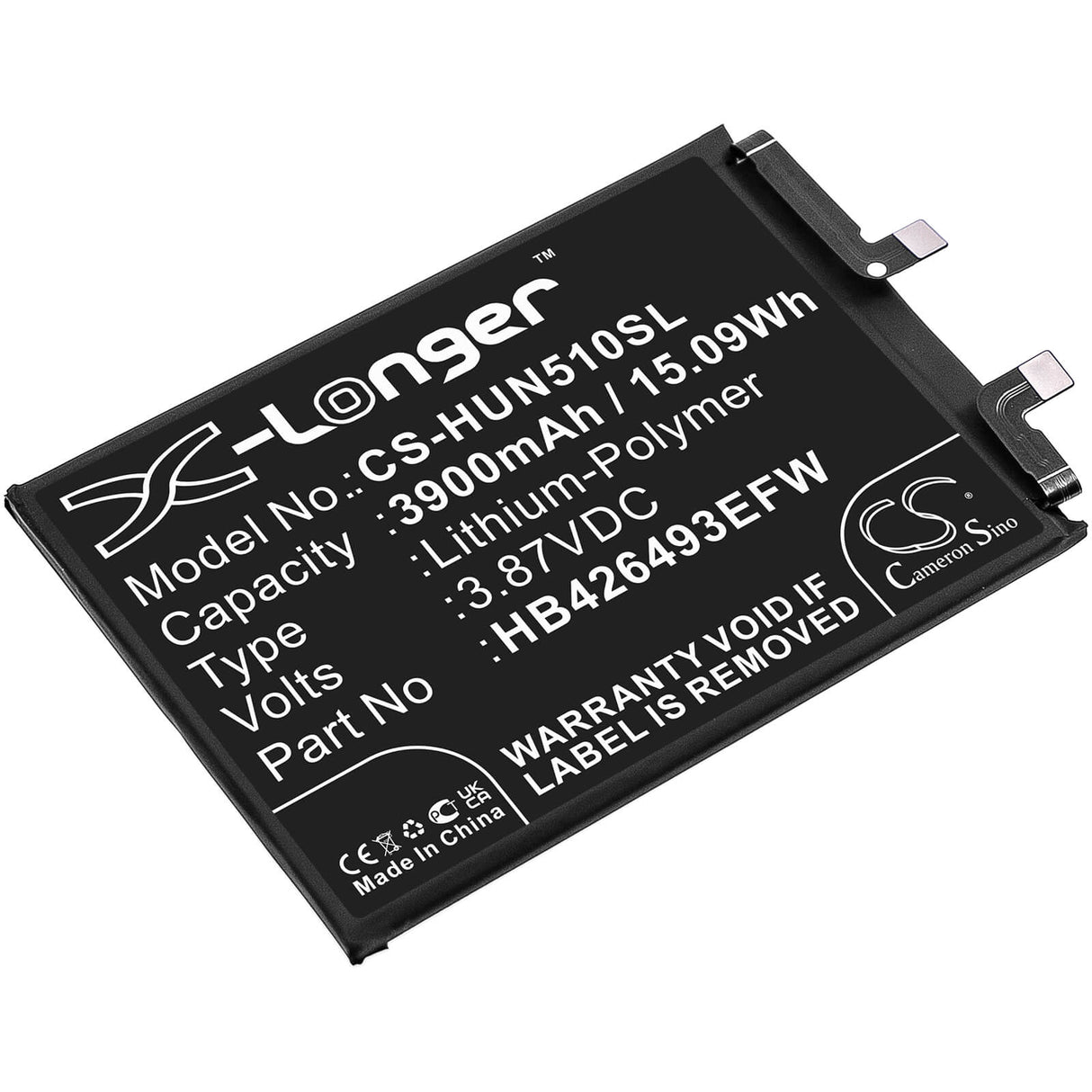 3.87V, Li-Polymer, 3900mAh, SmartPhone battery fits Huawei, Hb426493efw, Honor 50 Se, Honor 50 Se 5g, 15.09Wh Mobile, SmartPhone Cameron Sino Technology Limited (Smartphone)