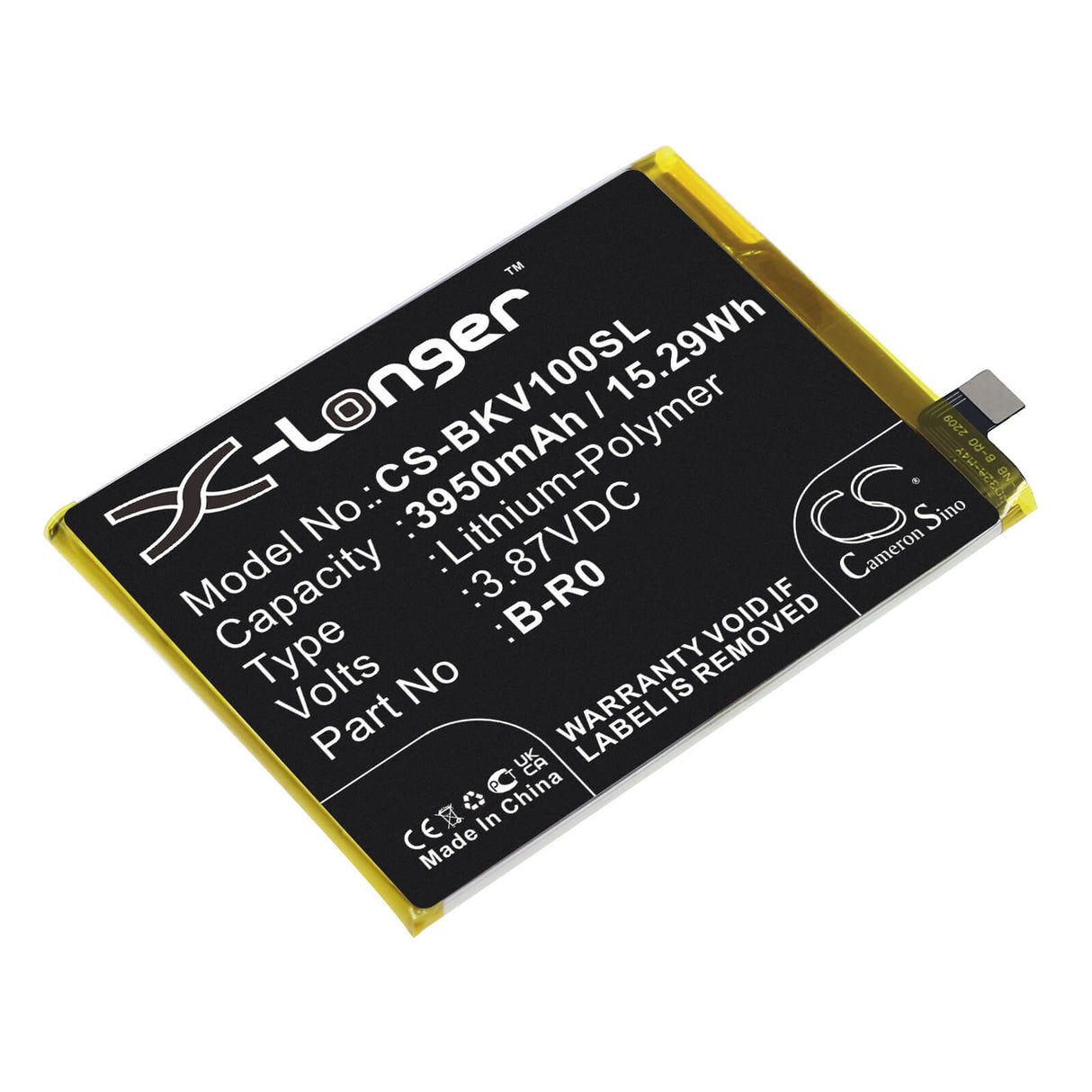 3.87V, Li-Polymer, 3950mAh, SmartPhone battery fits Vivo, B-r0, S10, V2121a, 15.29Wh Mobile, SmartPhone Cameron Sino Technology Limited (Smartphone)