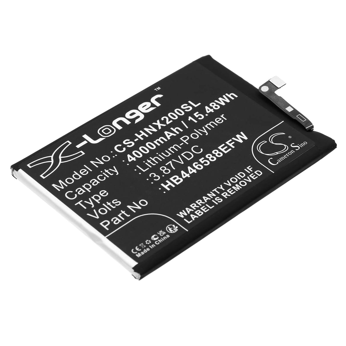 3,87V, Li-Polymère, 4000mAh, batterie de smartphone compatible avec Honor, Hb446588efw, Chl-an00, X20 Se 5g, 15,48Wh Mobile, Smartphone Cameron Sino Technology Limited (Smartphone)