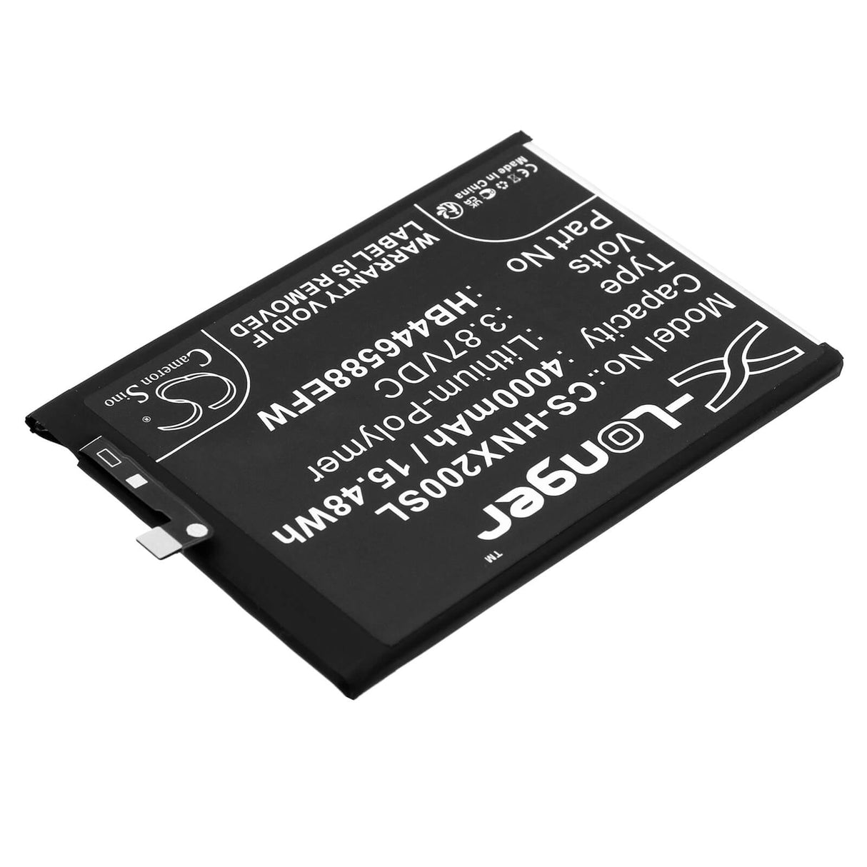 3,87V, Li-Polymère, 4000mAh, batterie de smartphone compatible avec Honor, Hb446588efw, Chl-an00, X20 Se 5g, 15,48Wh Mobile, Smartphone Cameron Sino Technology Limited (Smartphone)