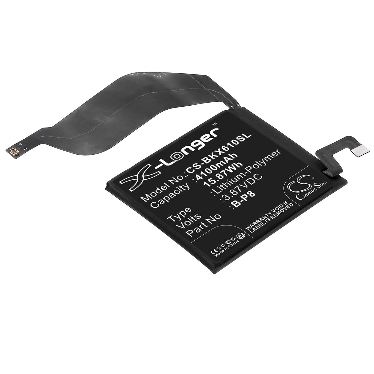 3.87V, Li-Polymer, 4100mAh, SmartPhone battery fits Vivo, B-p8, V2056a, X60 Pro Plus, 15.87Wh Mobile, SmartPhone Cameron Sino Technology Limited (Smartphone)