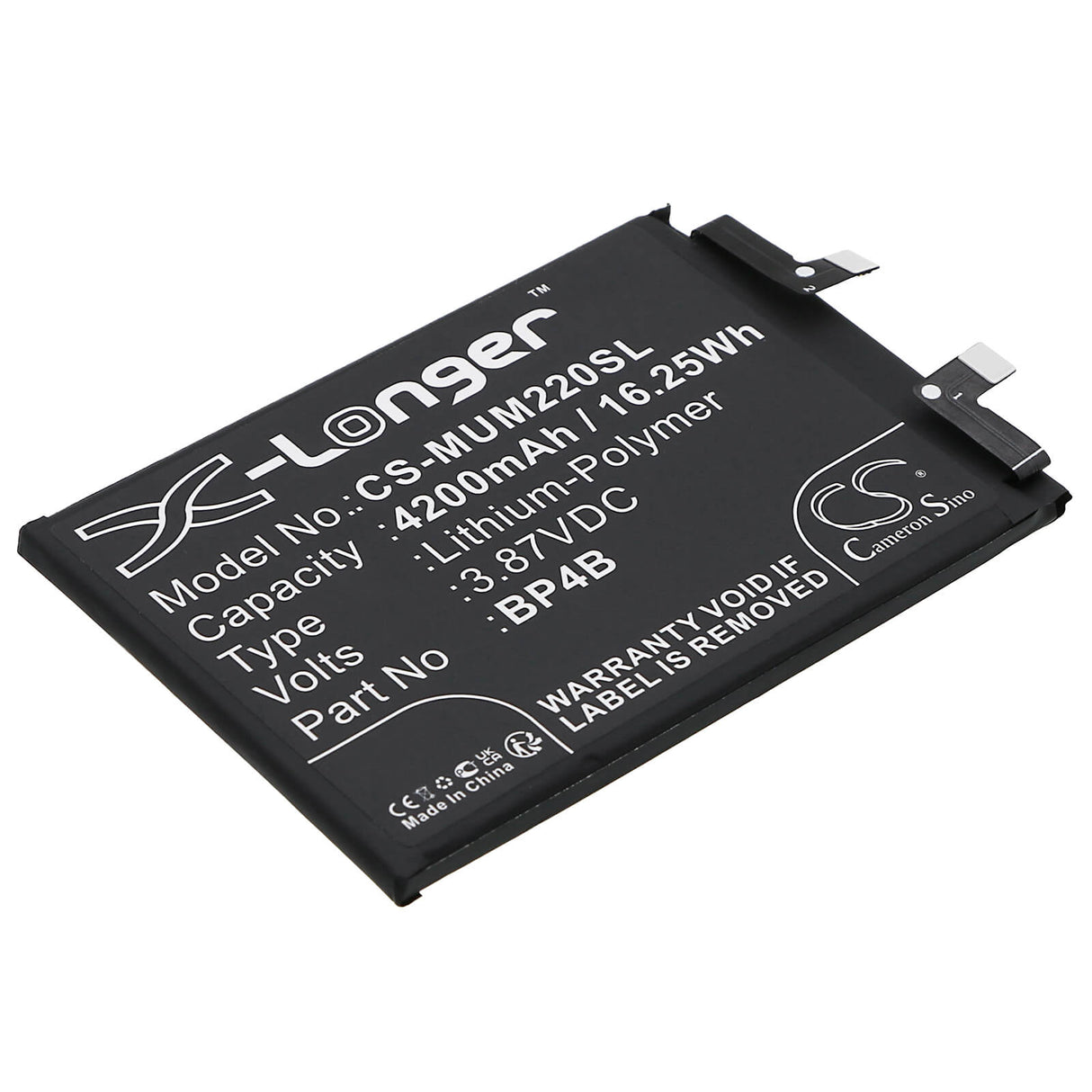 3.87V, Li-Polymer, 4200mAh, batterie de smartphone compatible avec Xiaomi, Bp4b, 2203129g, 2203129i, 16.25Wh Mobile, SmartPhone Cameron Sino Technology Limited (Smartphone)