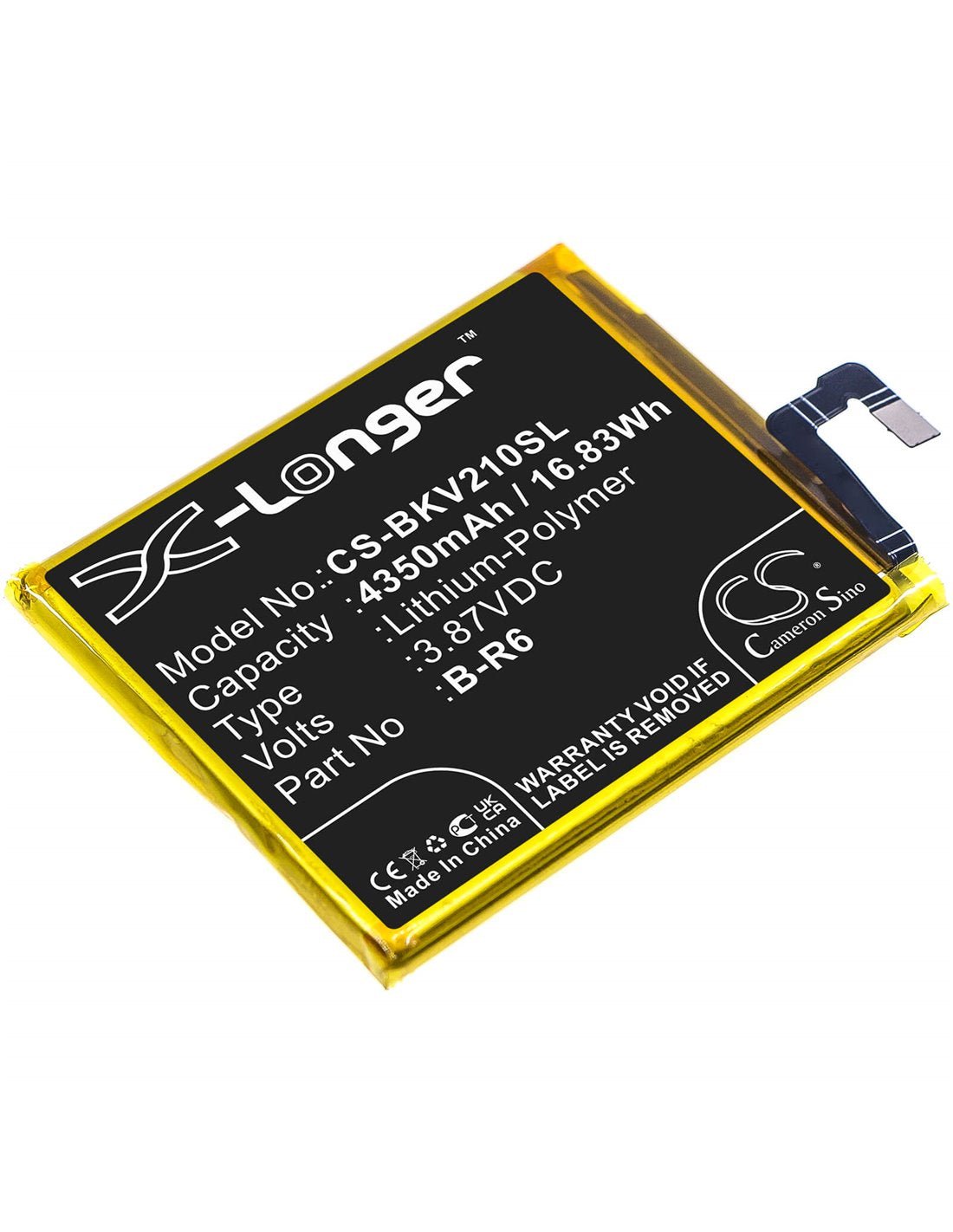 3.87V, Li-Polymer, 4350mAh, SmartPhone battery fits Vivo, B-r6, V2105, X70 Pro, 16.83Wh Mobile, SmartPhone Cameron Sino Technology Limited (Smartphone)