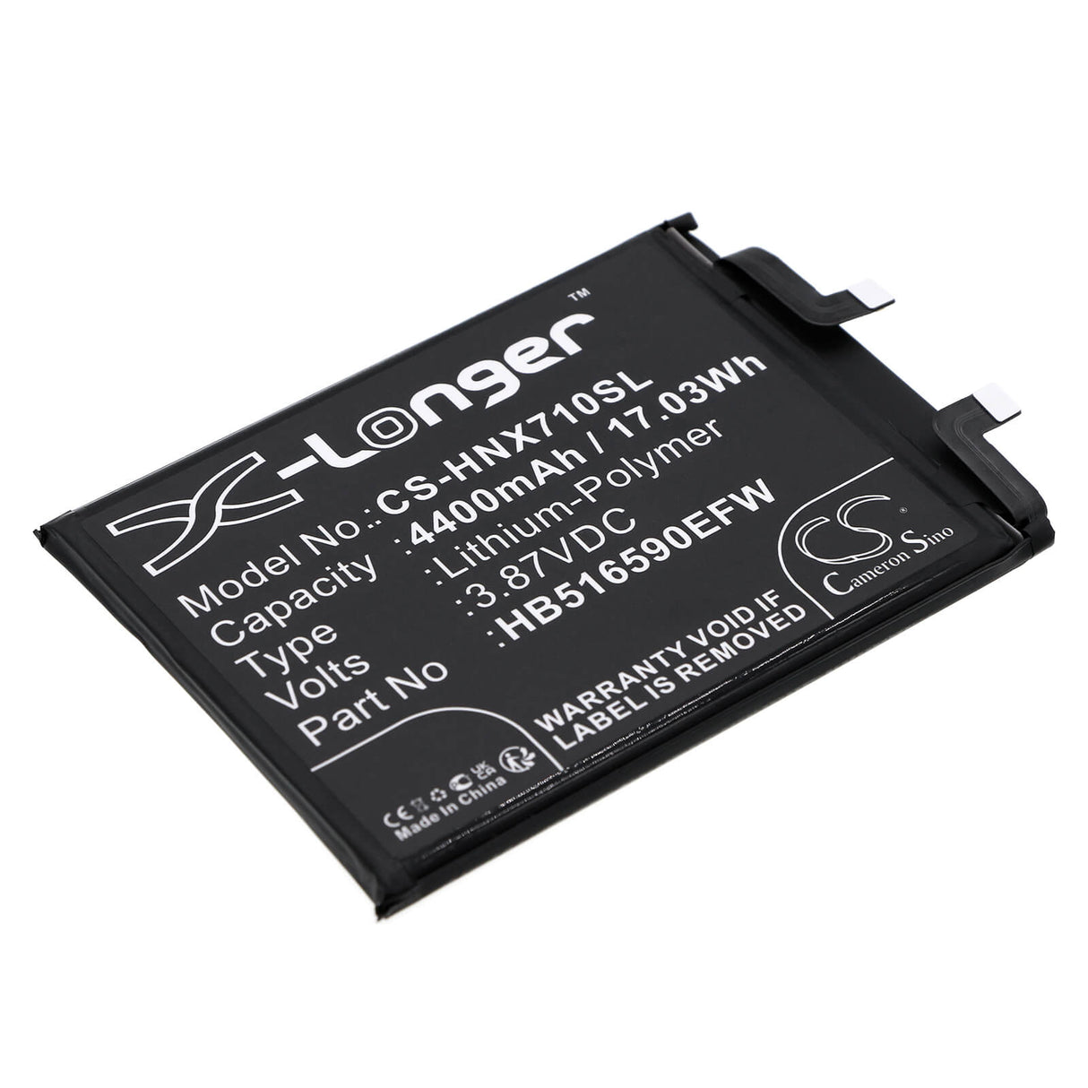 3,87V, Li-Polymer, 4400mAh, batterie de smartphone compatible avec Honor, Hb516590efw, 70 Pro, 17,03Wh Mobile, Smartphone Cameron Sino Technology Limited (Smartphone)