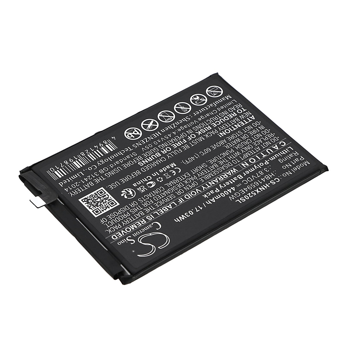 3,87 V, Li-Polymer, 4400 mAh, batterie de smartphone compatible avec Honor, Hb416594egw, Crt-an00, X50i 5g, 17,03 Wh Mobile, Smartphone Cameron Sino Technology Limited (Smartphone)