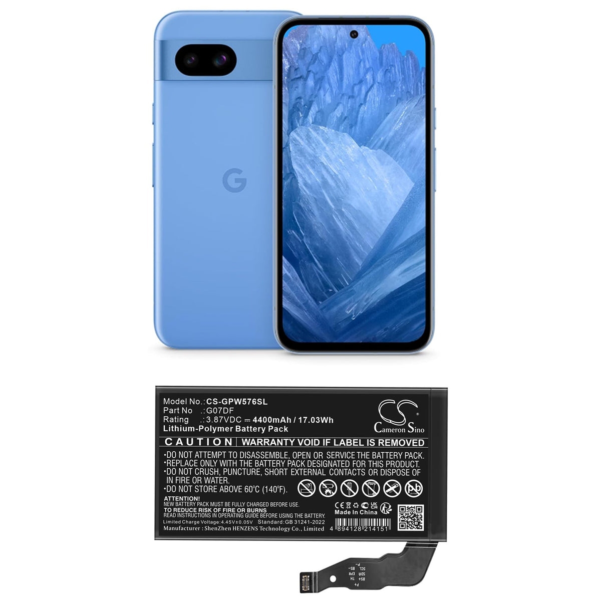 3.87V, Li-Polymer, 4400mAh, Mobile, batterie de smartphone compatible avec Google, G07df, G576d, G6gpr, 17.03Wh Mobile, SmartPhone Cameron Sino Technology Limited (Smartphone)