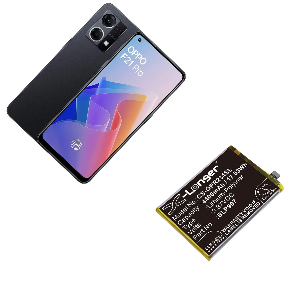 3.87V, Li-Polymer, 4400mAh, Batterie de smartphone OPPO F21 Pro, F21 Pro 5G, F21s PRO, F21s Pro 5G, 17.03Wh Mobile, Smartphone Cameron Sino Technology Limited (Smartphone)
