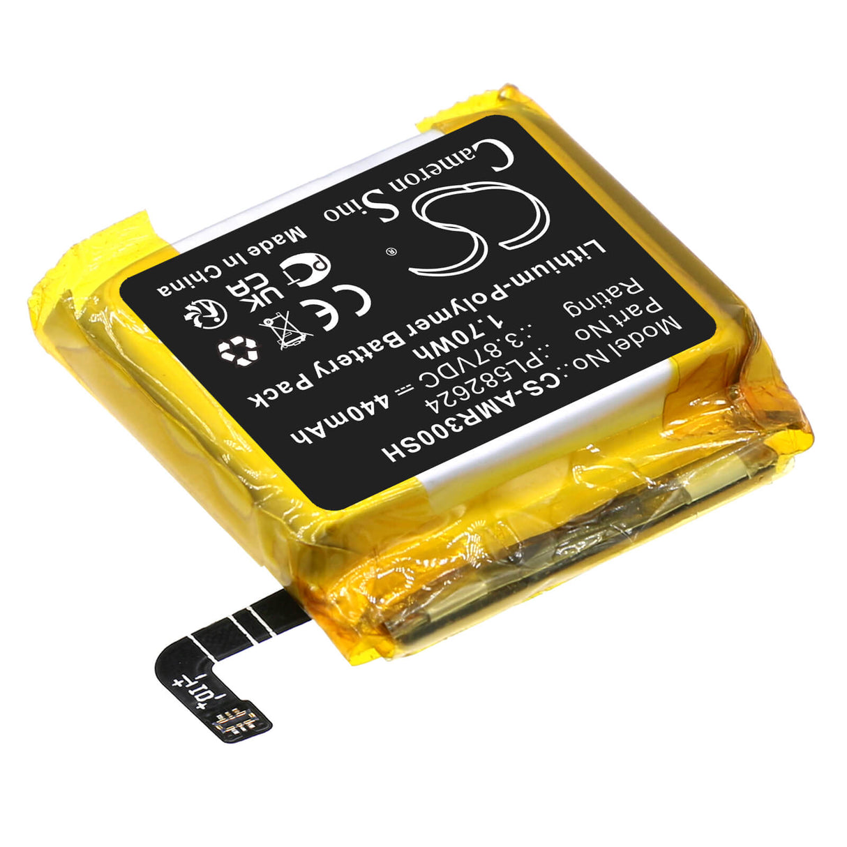 3.87V, Li-Polymer, 440mAh, Smartwatch battery fits Amazfit, Pl582624, A2039, A2040, 1.70Wh Smartwatch Cameron Sino Technology Limited