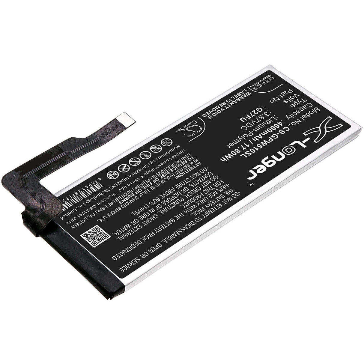 3.87V, Li-Polymer, 4600mAh, SmartPhone battery fits Google, G27fu, Pixel 5a, Pixel 5a 5g, 17.8Wh Mobile, SmartPhone Cameron Sino Technology Limited (Smartphone)
