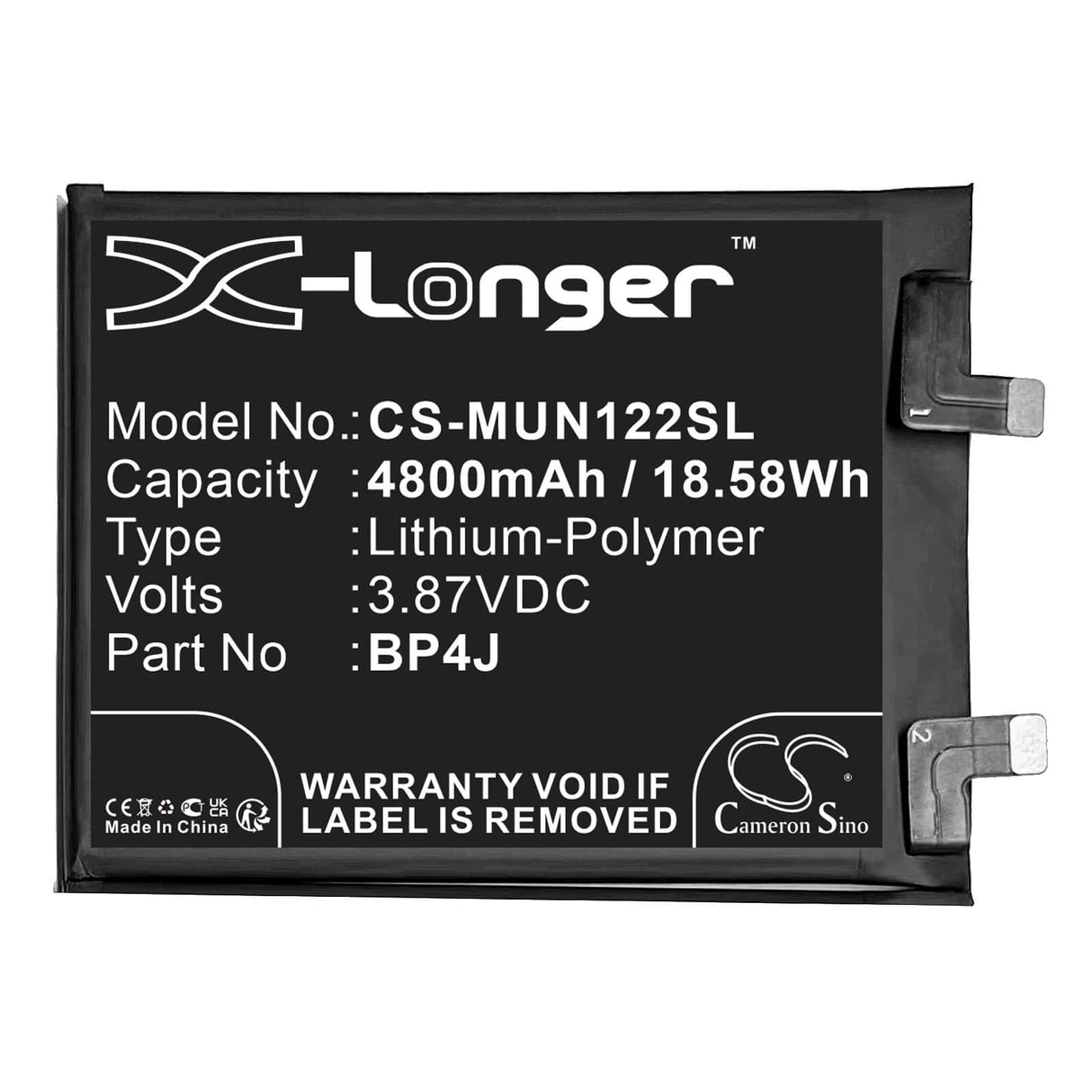 3,87 V, Li-Polymère, 4800mAh, batterie de smartphone compatible avec Redmi, Bp4j, 22101316ucp, 22101316up, 18,58Wh Mobile, Smartphone Cameron Sino Technology Limited (Smartphone)